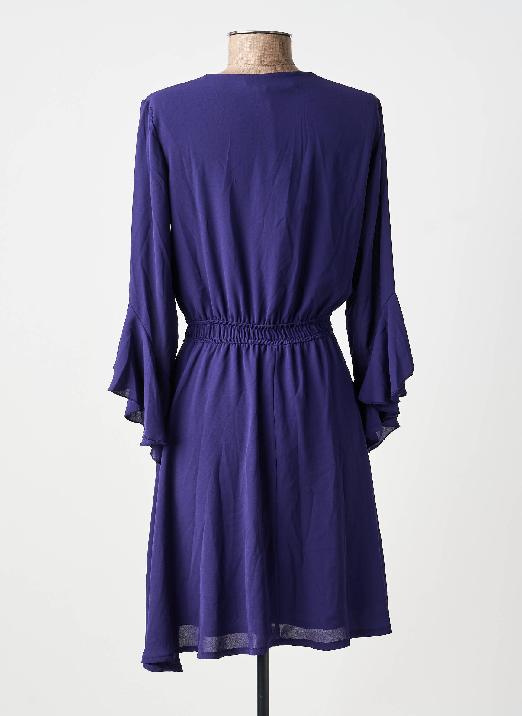 Rochie midi țesătură crep mâneci lungi violet ANGELA DAVIS femeie