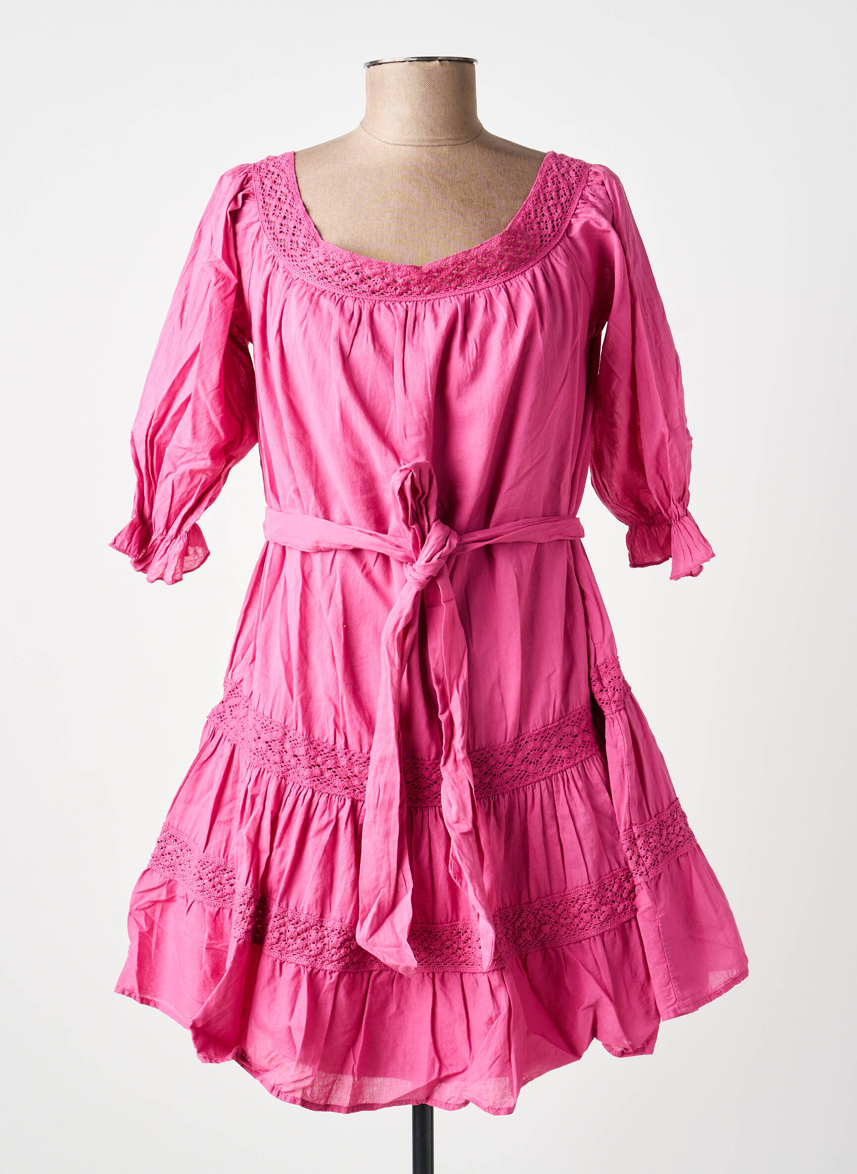 Rochie scurtă mâneci 3/4 mâneci 3/4 roz KING KONG femeie