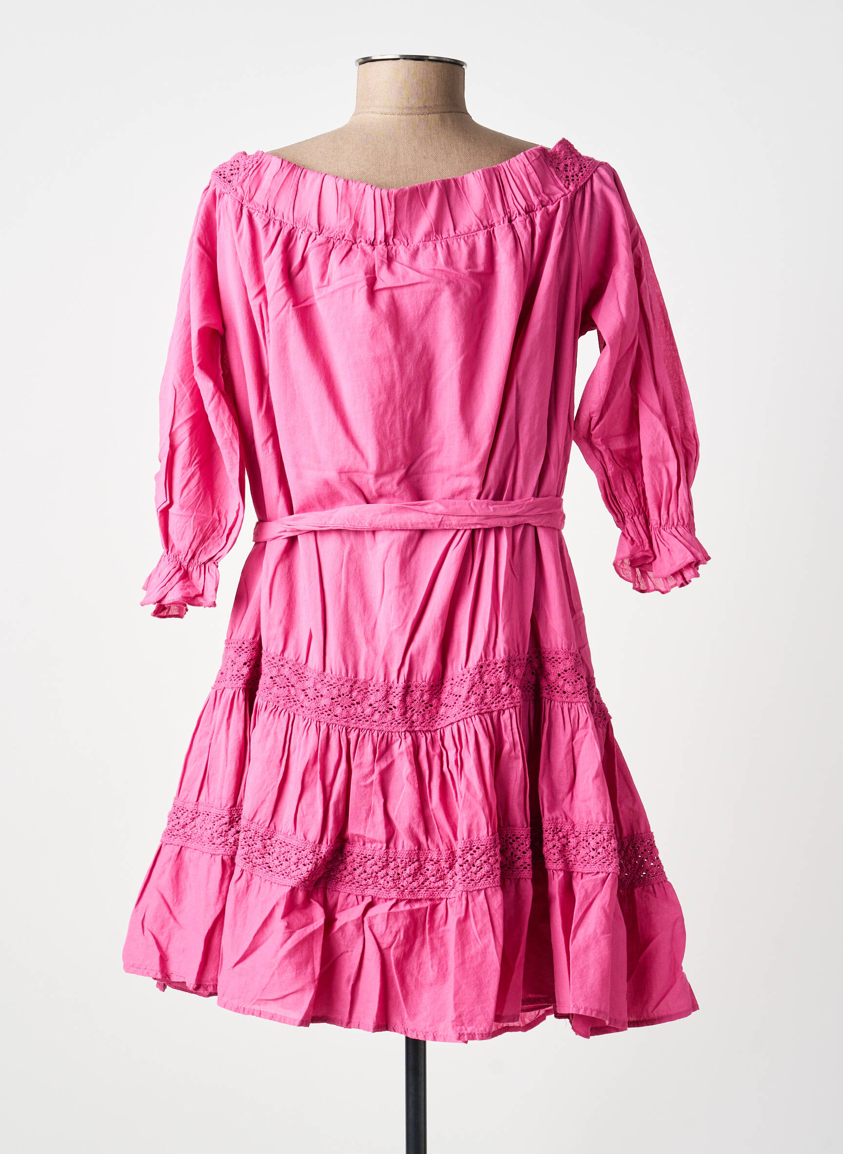 Rochie scurtă mâneci 3/4 mâneci 3/4 roz KING KONG femeie