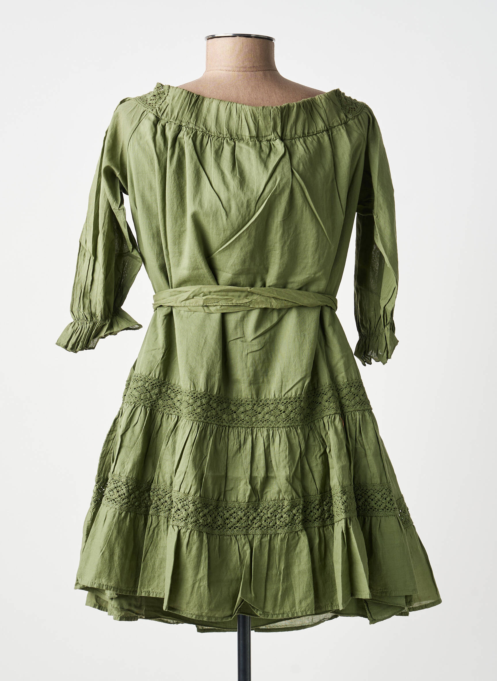 Rochie scurtă mâneci 3/4 mâneci 3/4 verde KING KONG femeie