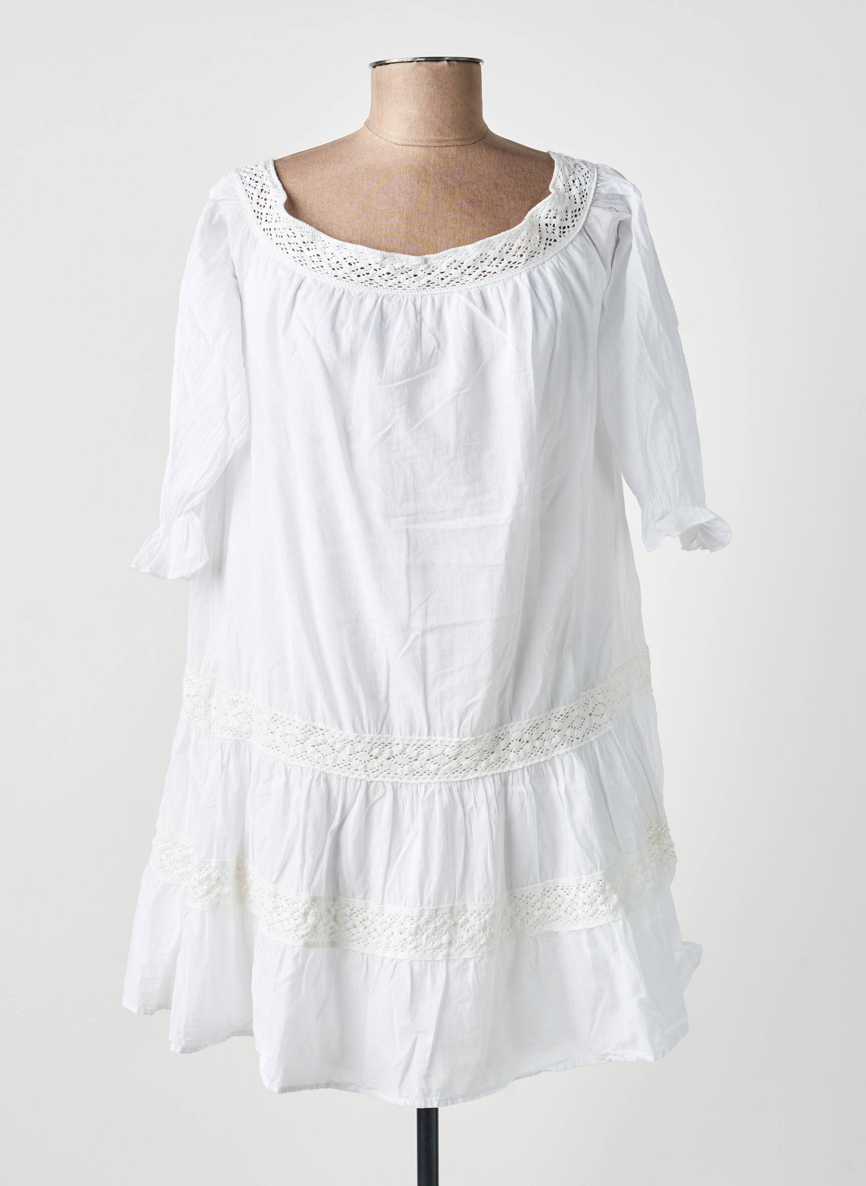 Rochie scurtă mâneci 3/4 mâneci 3/4 alb KING KONG femeie