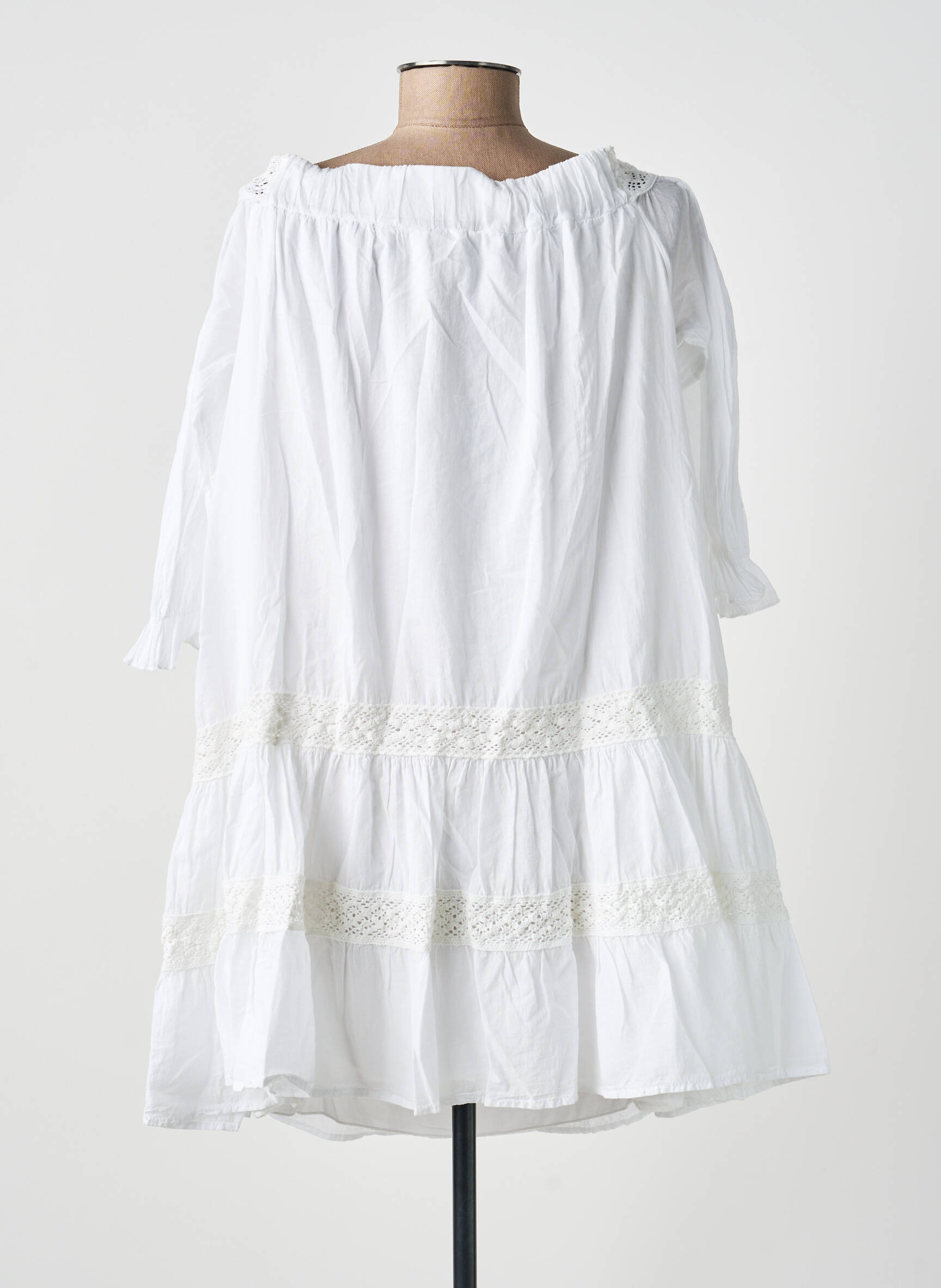 Rochie scurtă mâneci 3/4 mâneci 3/4 alb KING KONG femeie