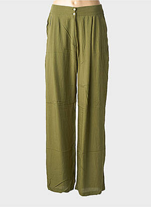 Pantalon drept țesătură poplin mărime normală verde CHARLIE JOE femeie