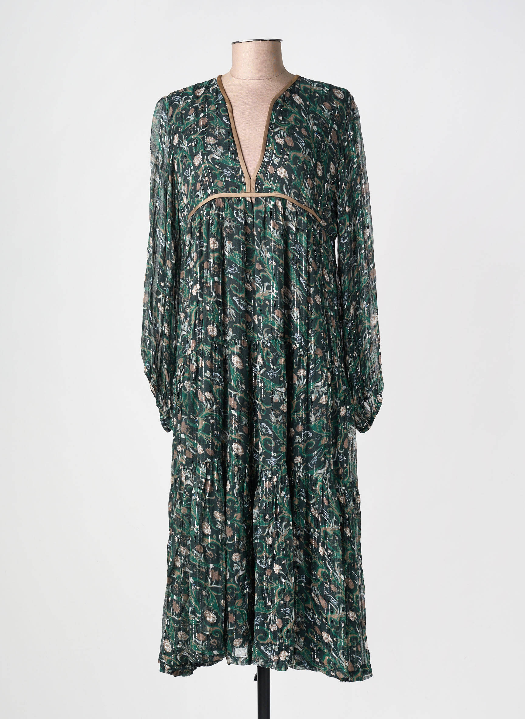 Rochie midi croială fluidă mâneci lungi verde CHARLIE JOE femeie