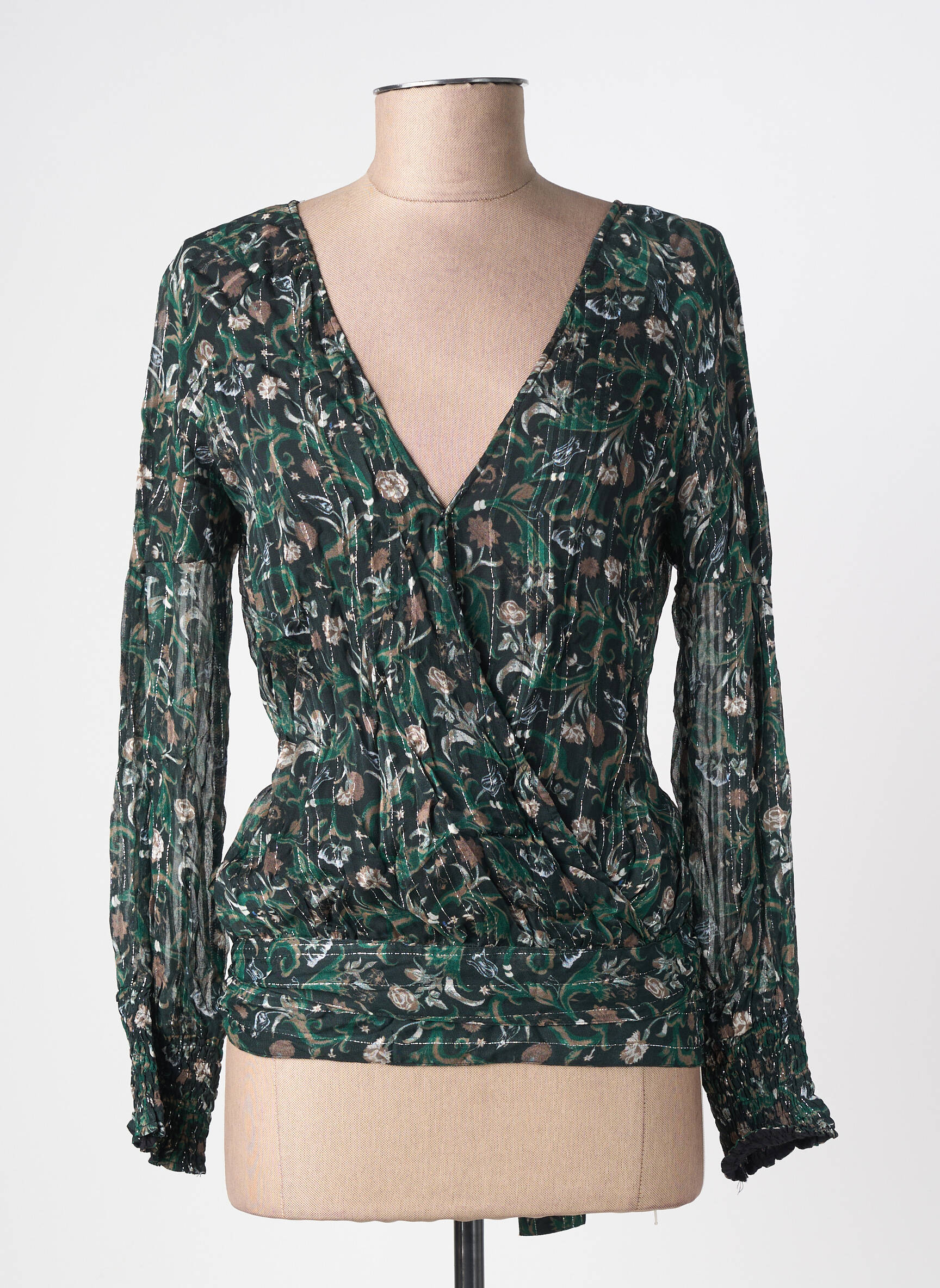 Cămașă imprimeu floral mâneci lungi verde CHARLIE JOE femeie