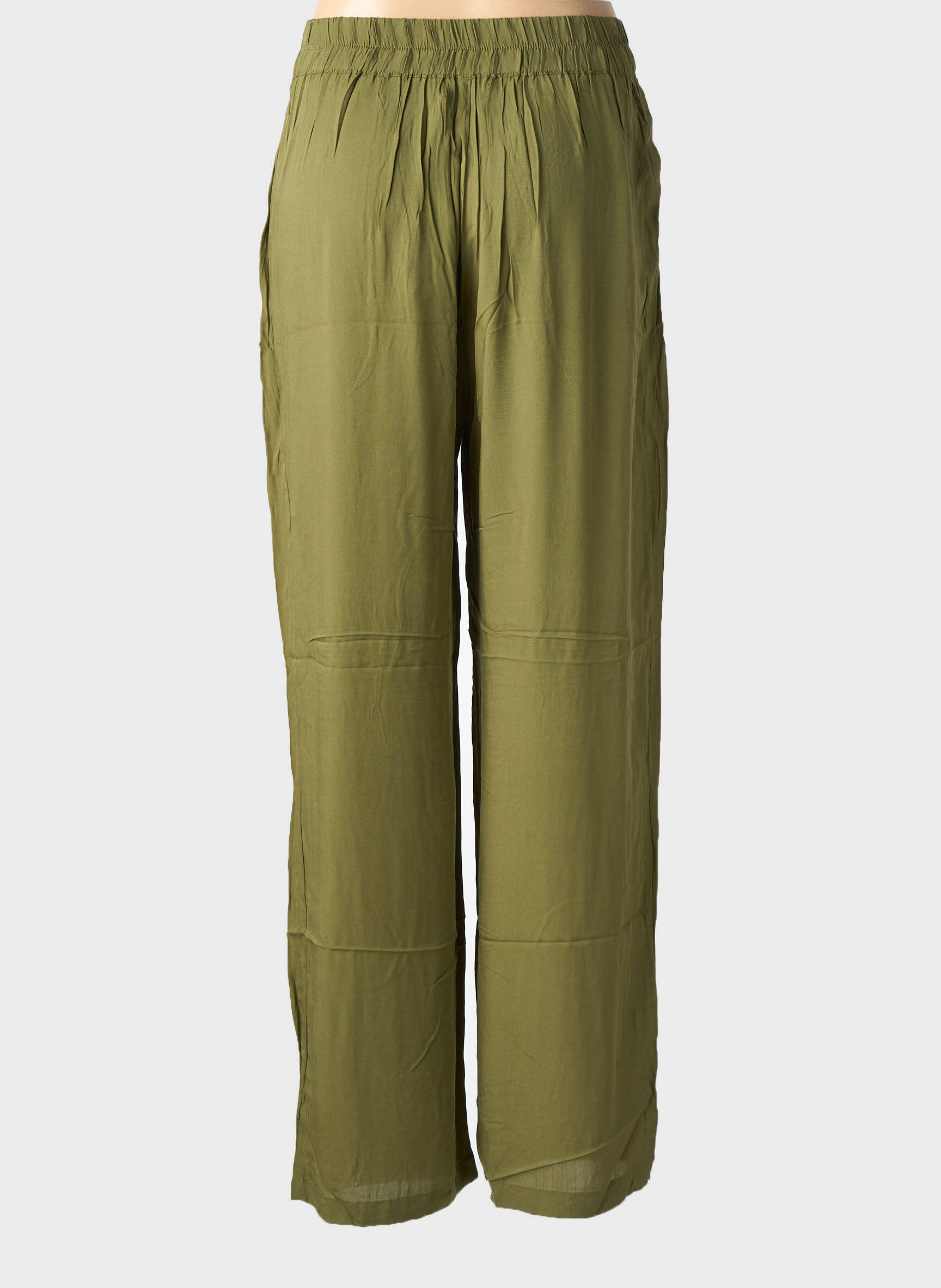 Pantalon drept țesătură poplin mărime normală verde CHARLIE JOE femeie