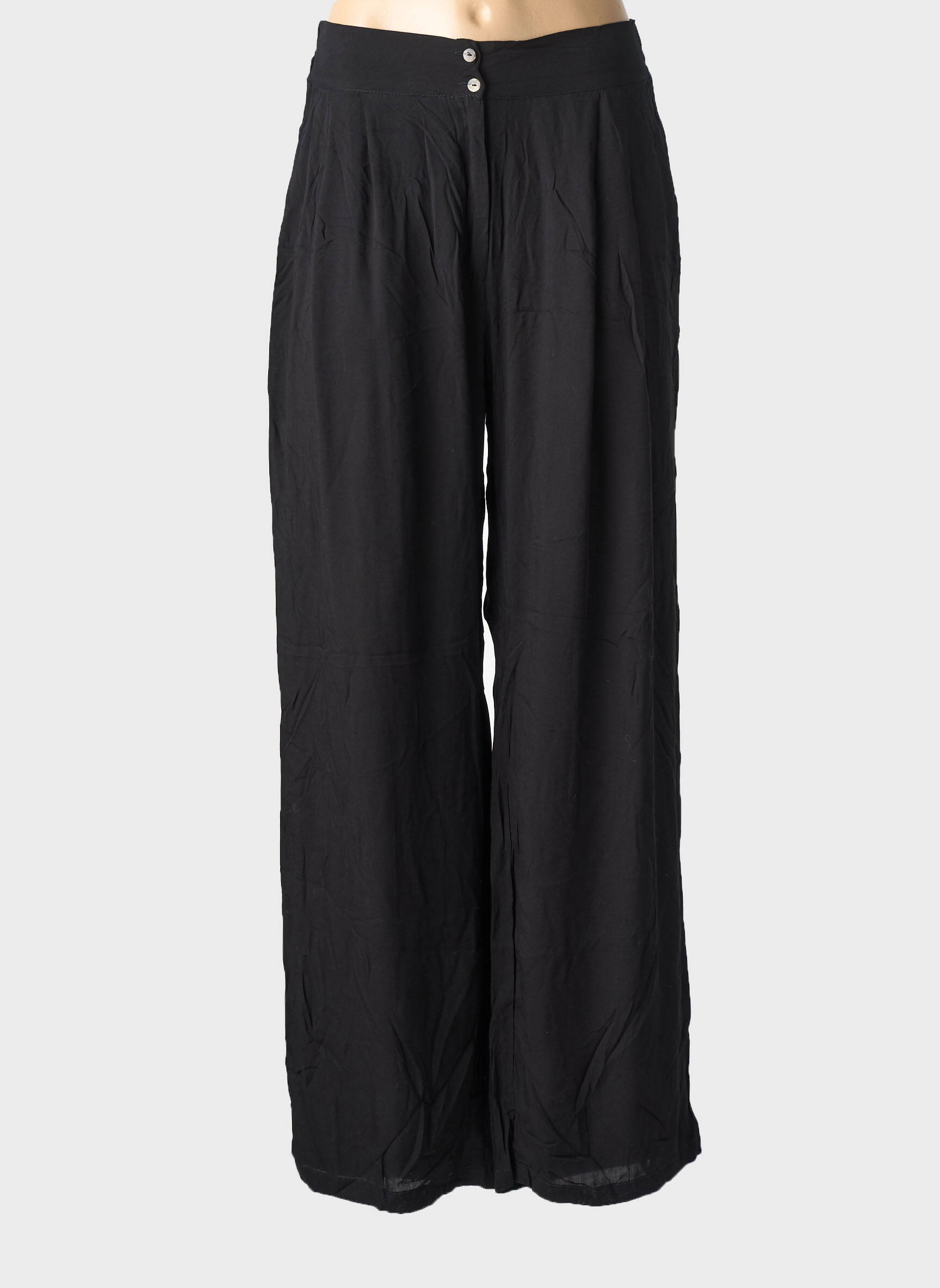 Pantalon drept țesătură poplin mărime normală negru CHARLIE JOE femeie