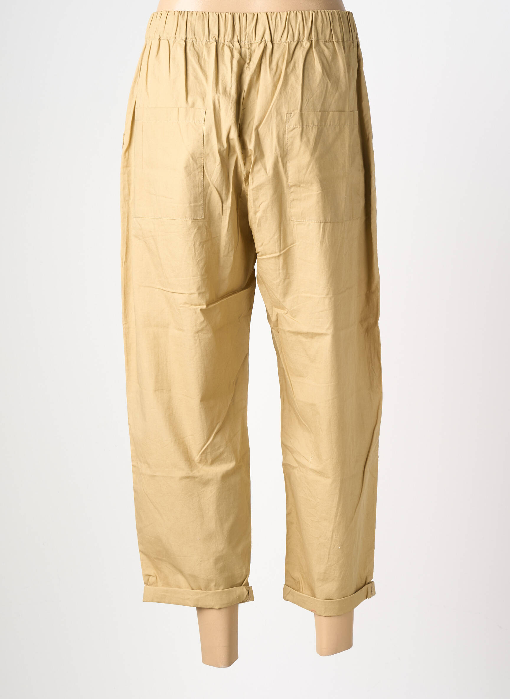Pantalon drept țesătură poplin mărime normală bej CHARLIE JOE femeie