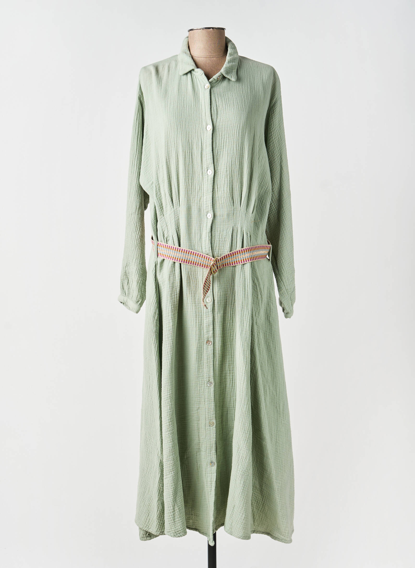 Rochie lungă mâneci lungi mâneci lungi verde LOUIZON femeie