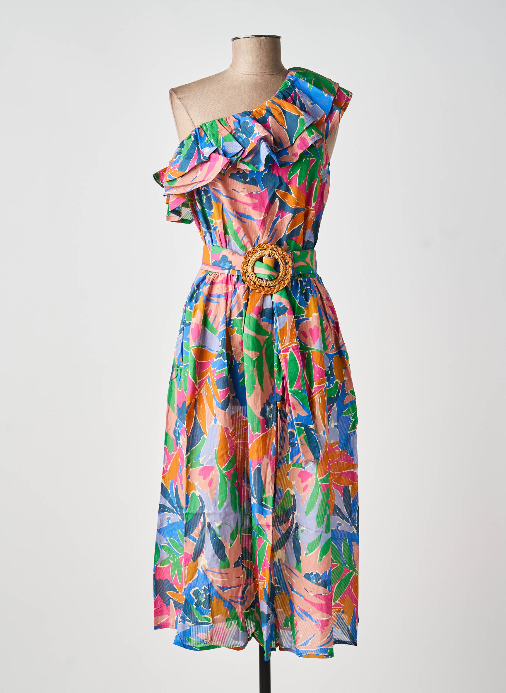 Rochie lungă imprimeu floral fără mâneci albastru LOUIZON femeie