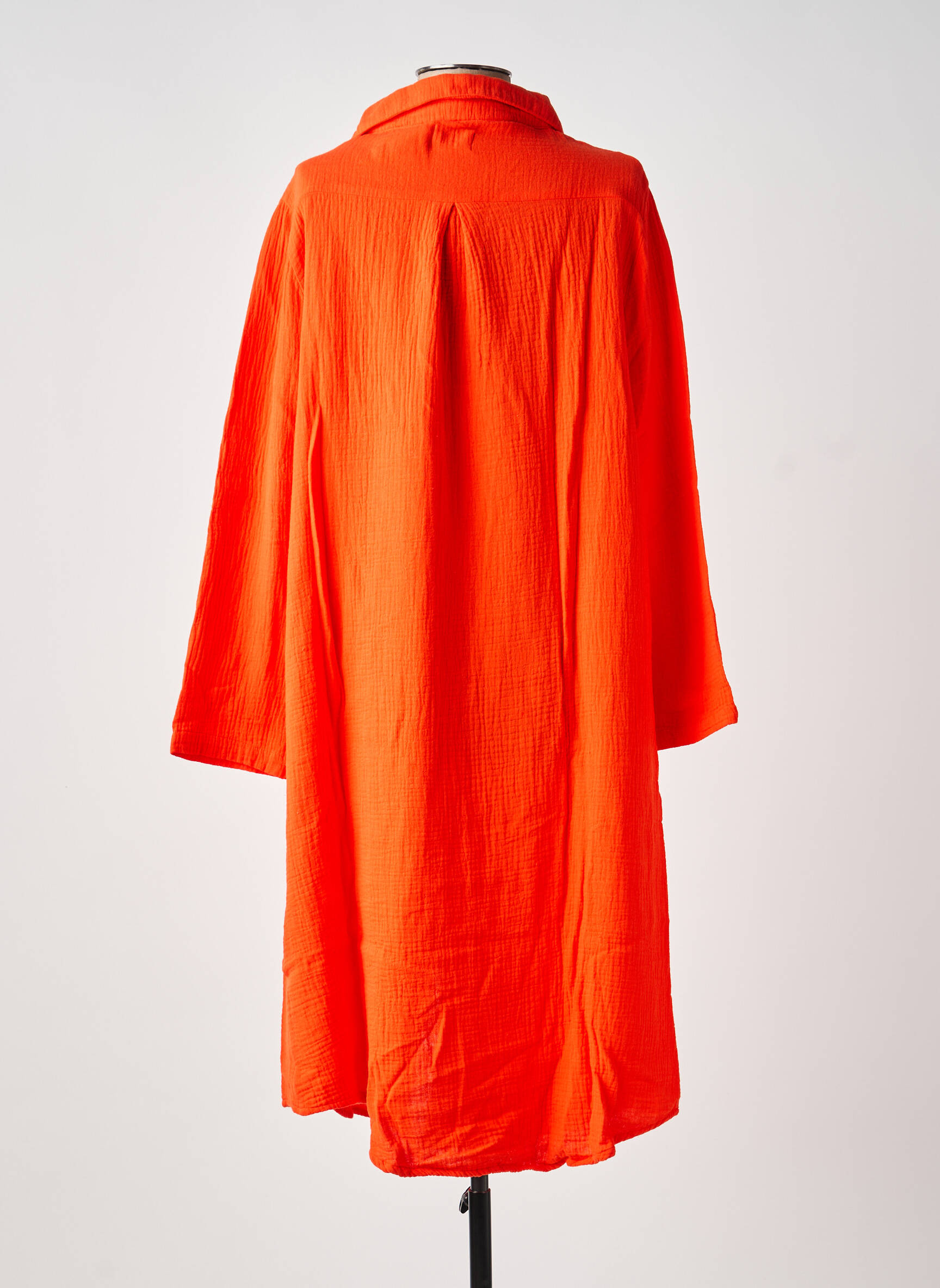 Rochie midi croială fluidă mâneci lungi portocalie GRAINE femeie
