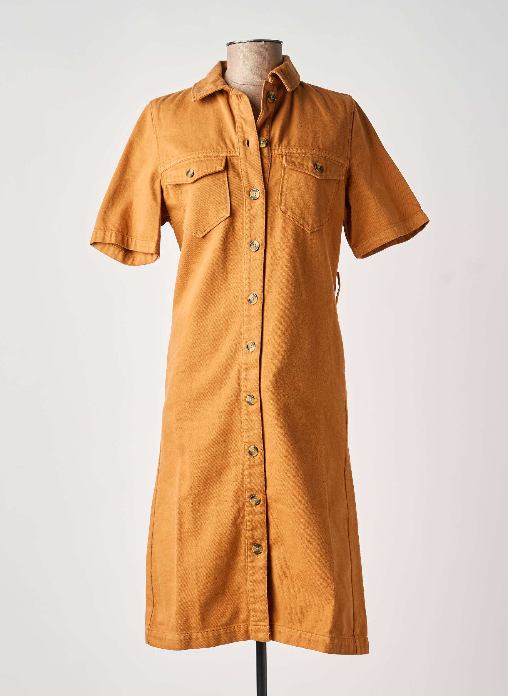 Rochie midi mâneci scurte mâneci scurte portocalie LABDIP femeie