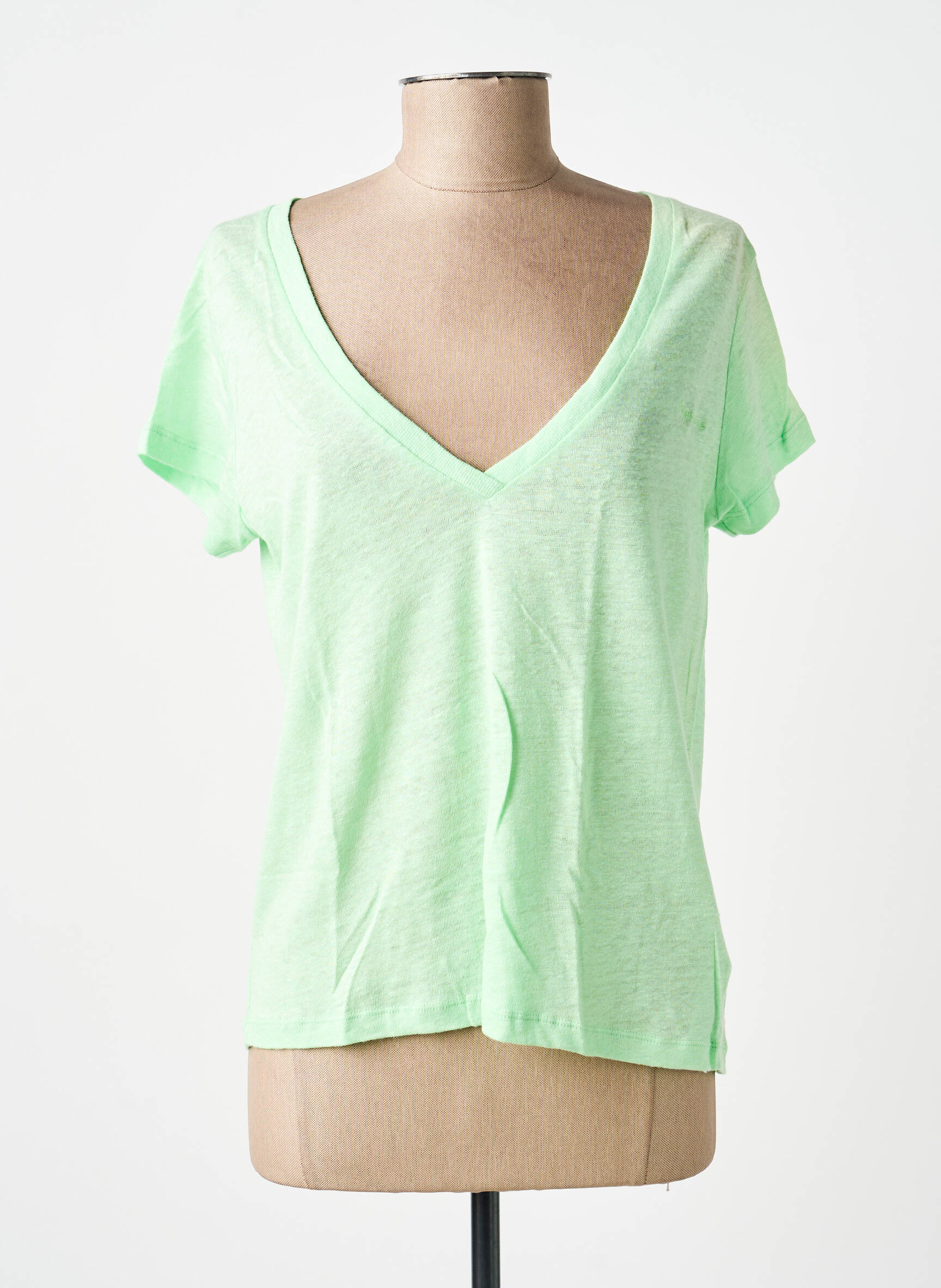 Tricou guler în v mâneci scurte verde PEPE JEANS femeie