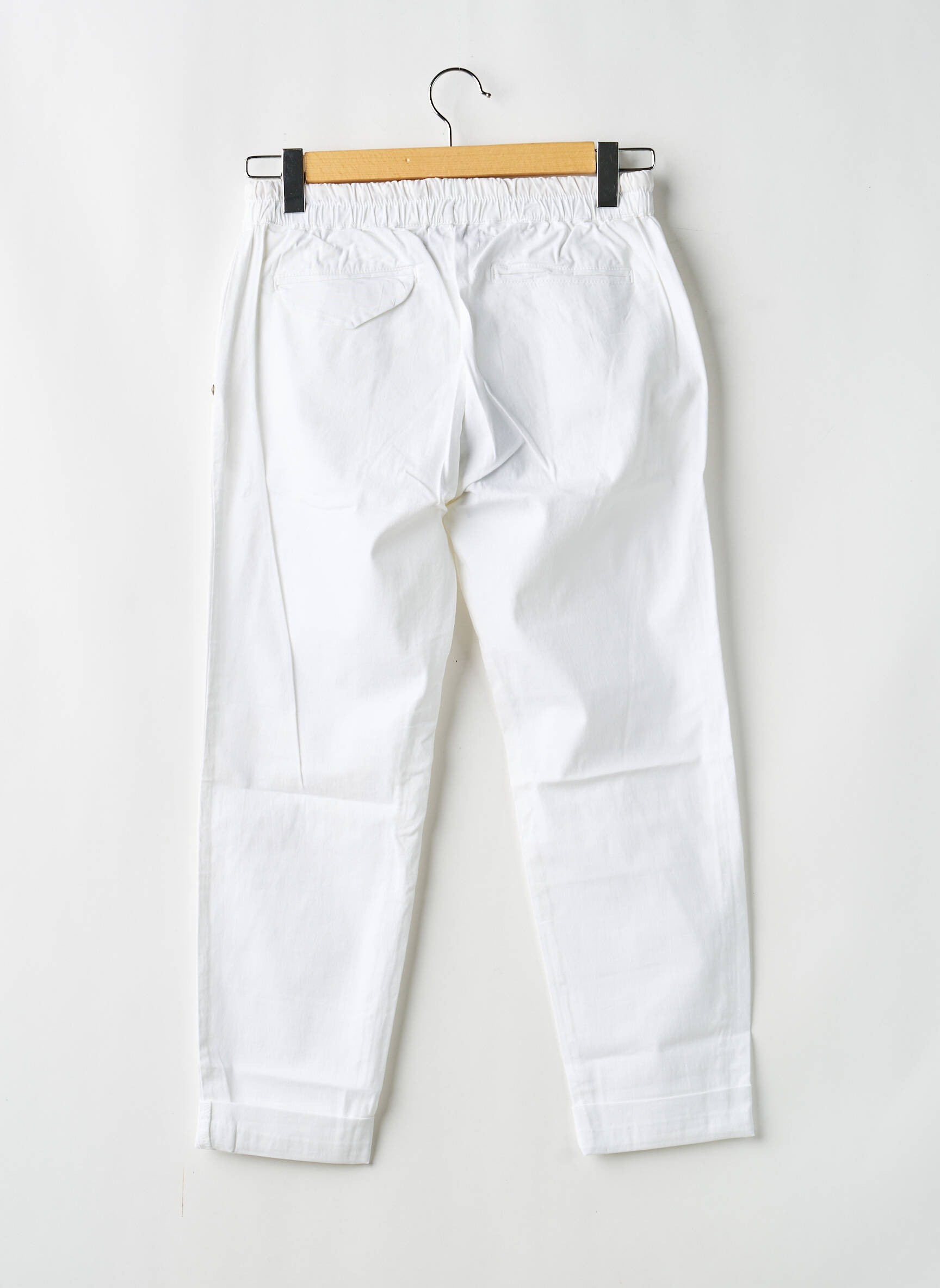 Pantalon 7/8 elasticitate mărime normală alb ALMANEGRA femeie