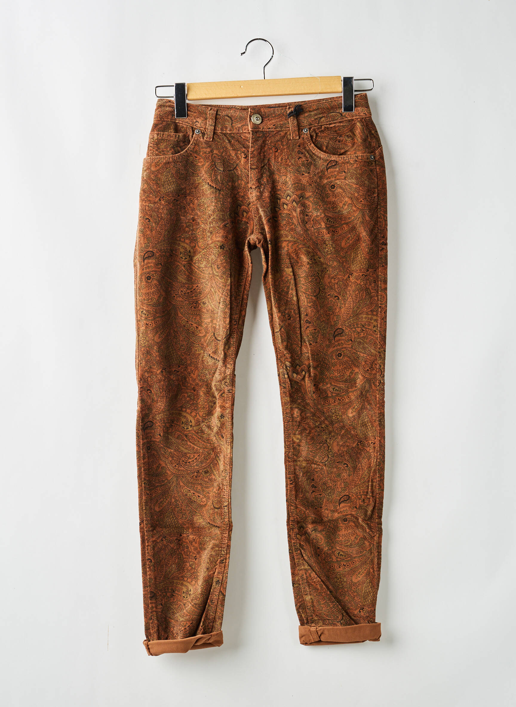 Pantalon slim elasticitate mărime normală maro ALMANEGRA femeie
