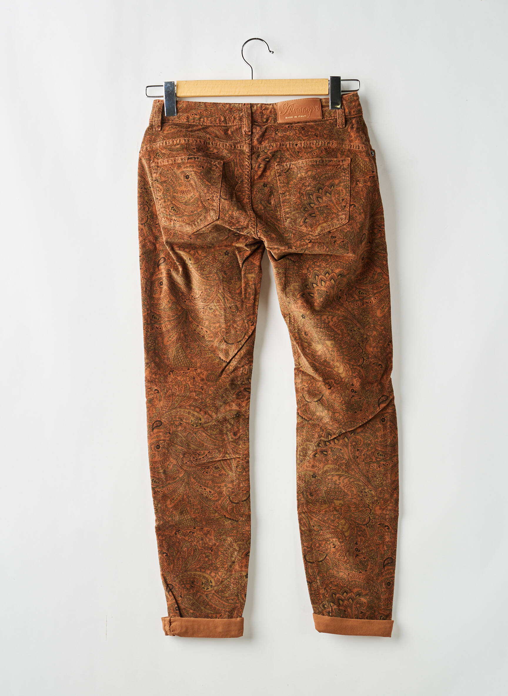Pantalon slim elasticitate mărime normală maro ALMANEGRA femeie
