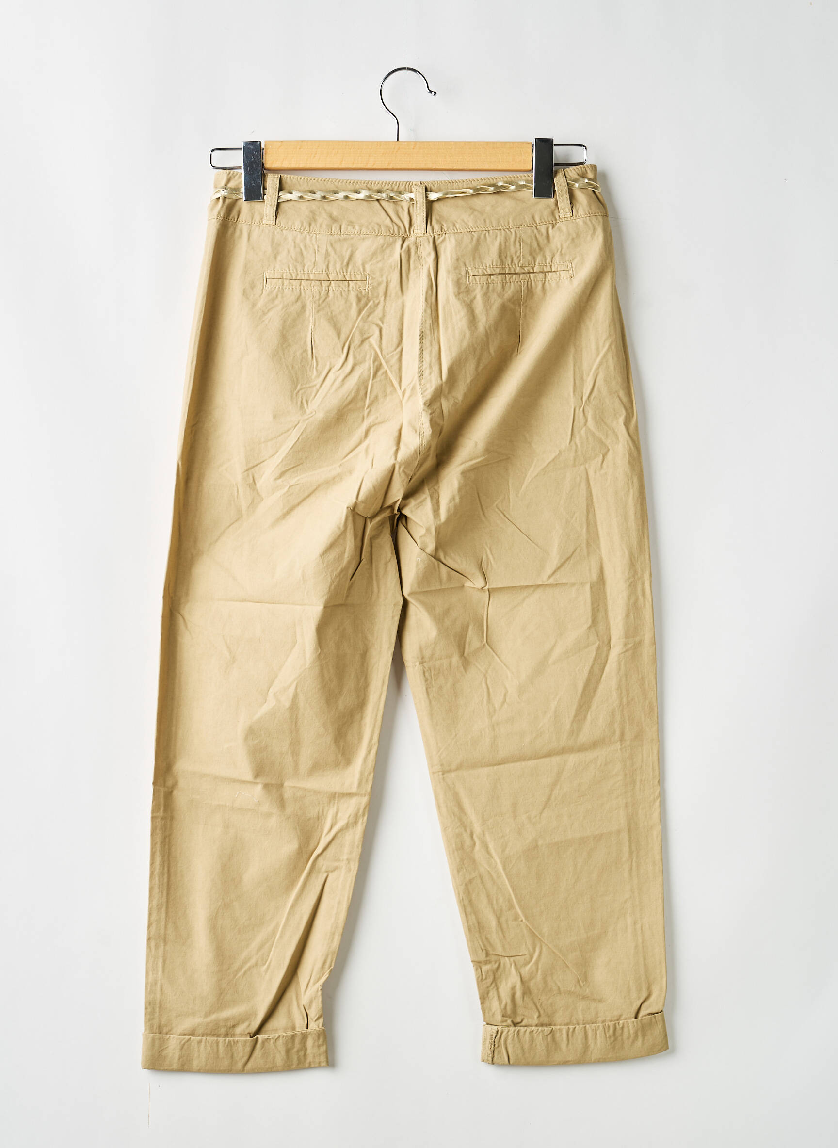 Pantalon chino închidere cu fermoar sub clapetă cu nasturi mărime normală maro SOUVENIR femeie