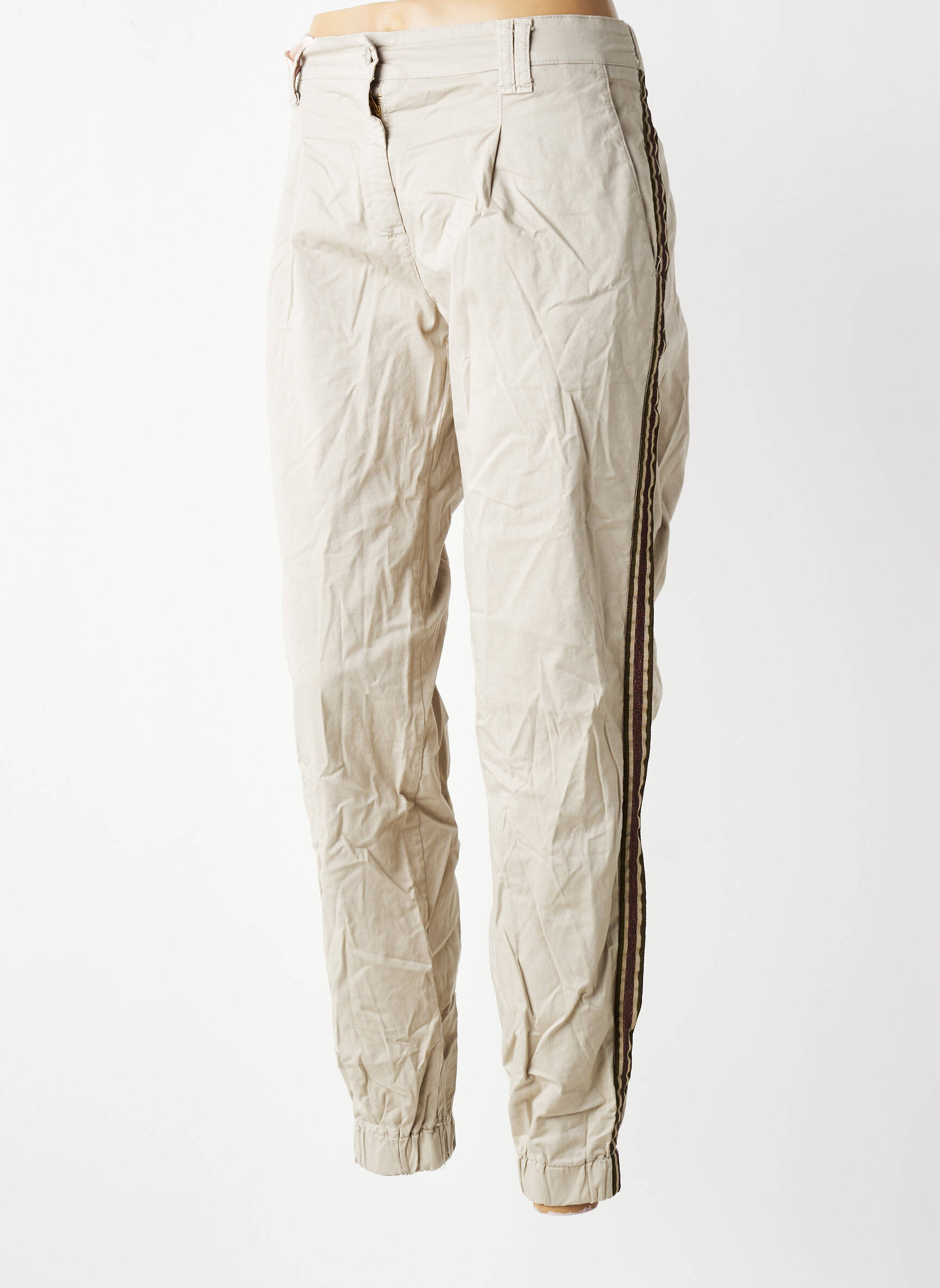 Pantalon chino broderie galoni laterali mărime normală gri X-CAPE femeie