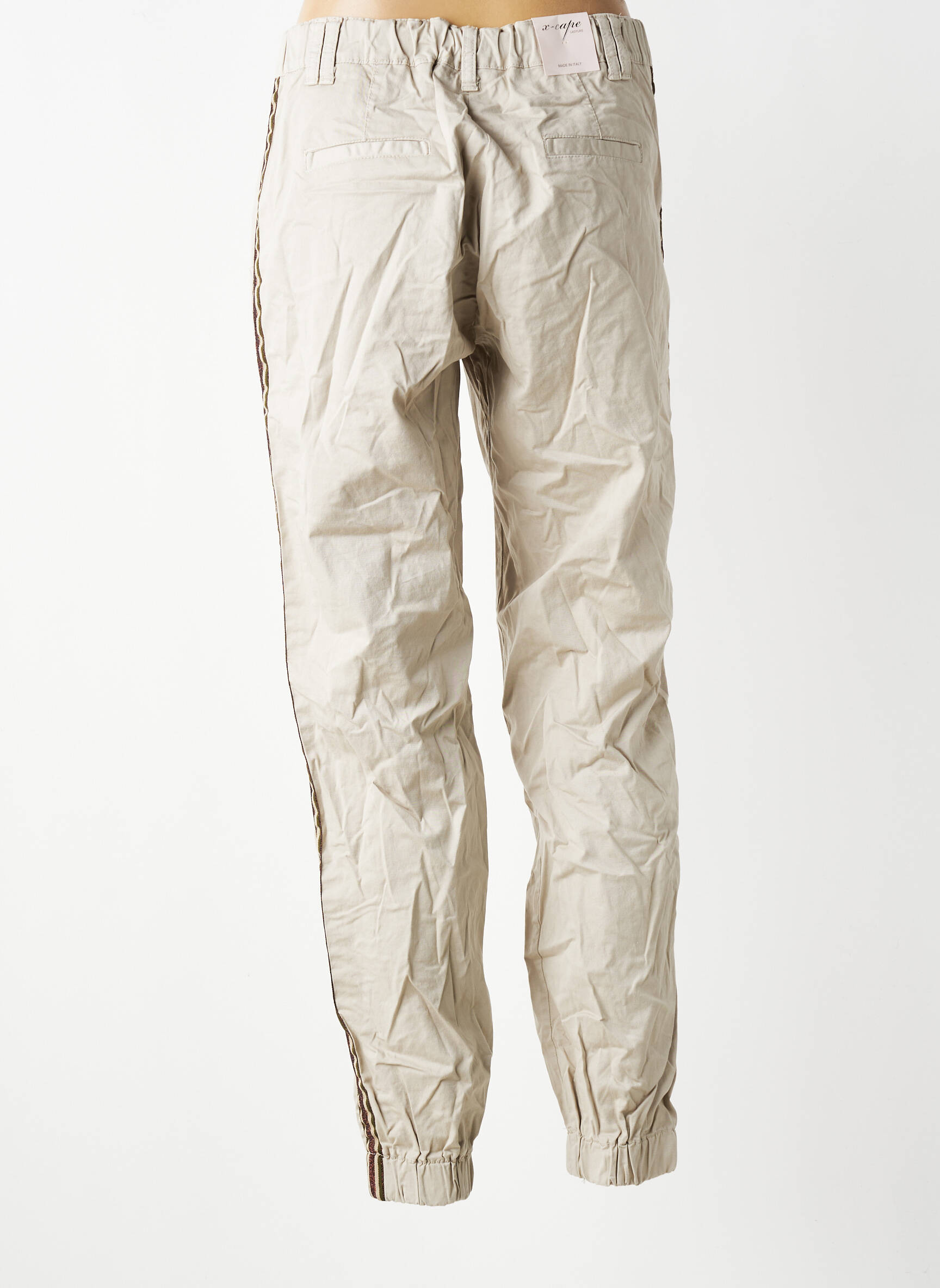 Pantalon chino broderie galoni laterali mărime normală gri X-CAPE femeie