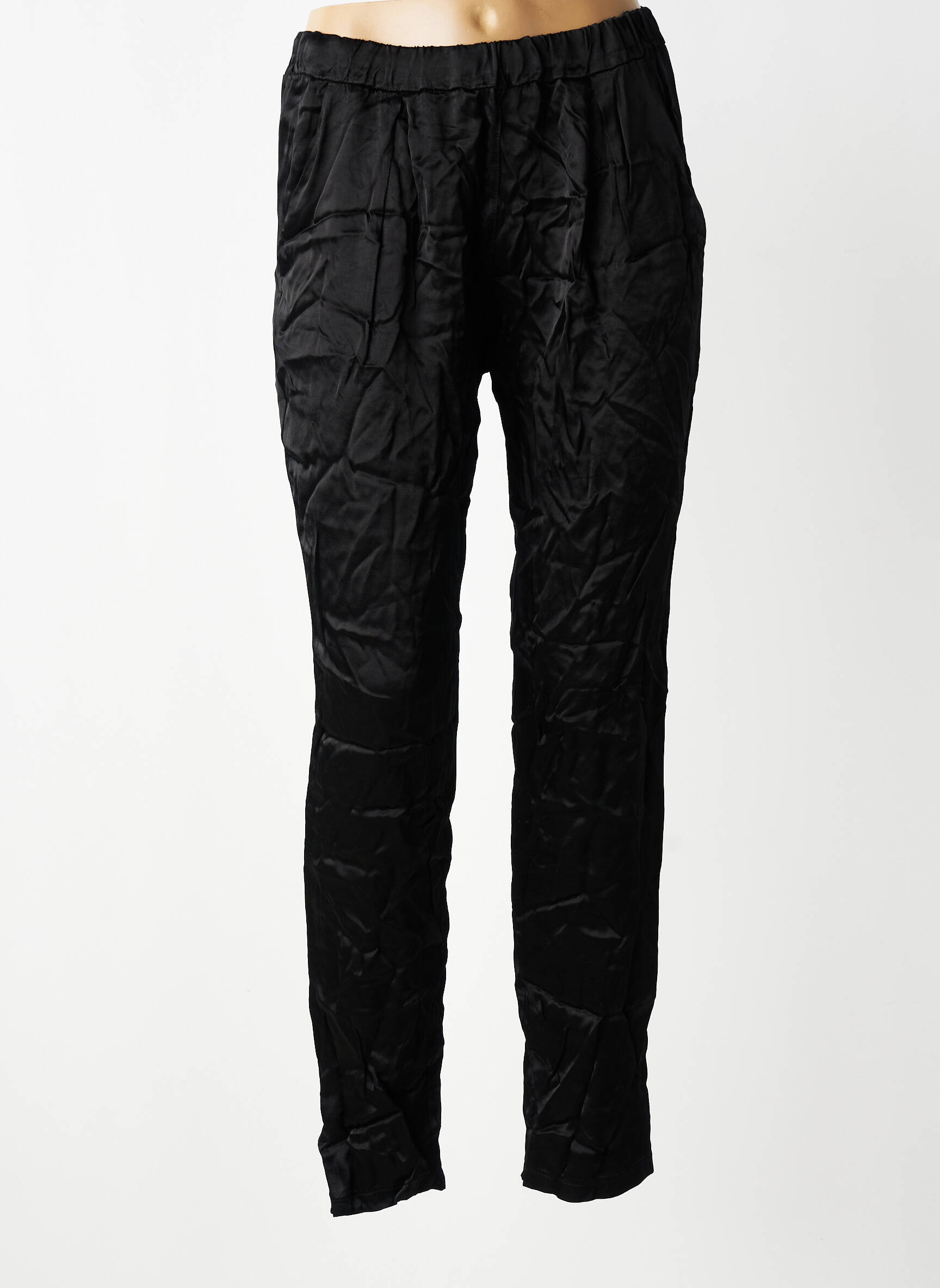 Pantalon slim talie elastică mărime normală negru ANGELA DAVIS femeie