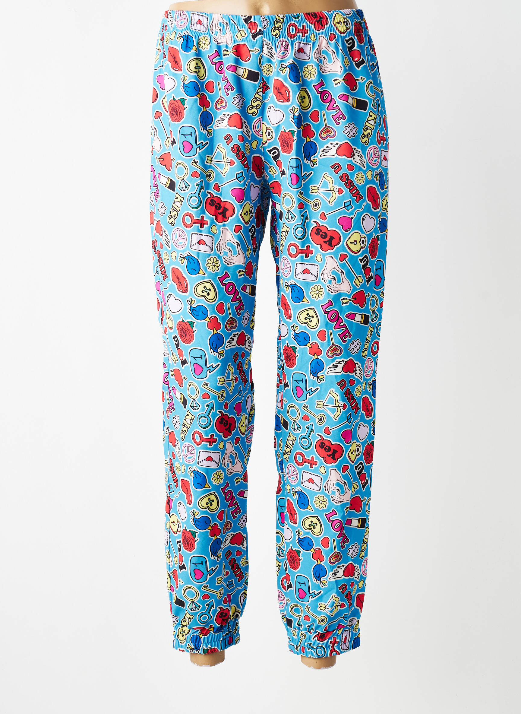 Pantalon drept țesătură crep mărime normală albastru KING KONG femeie