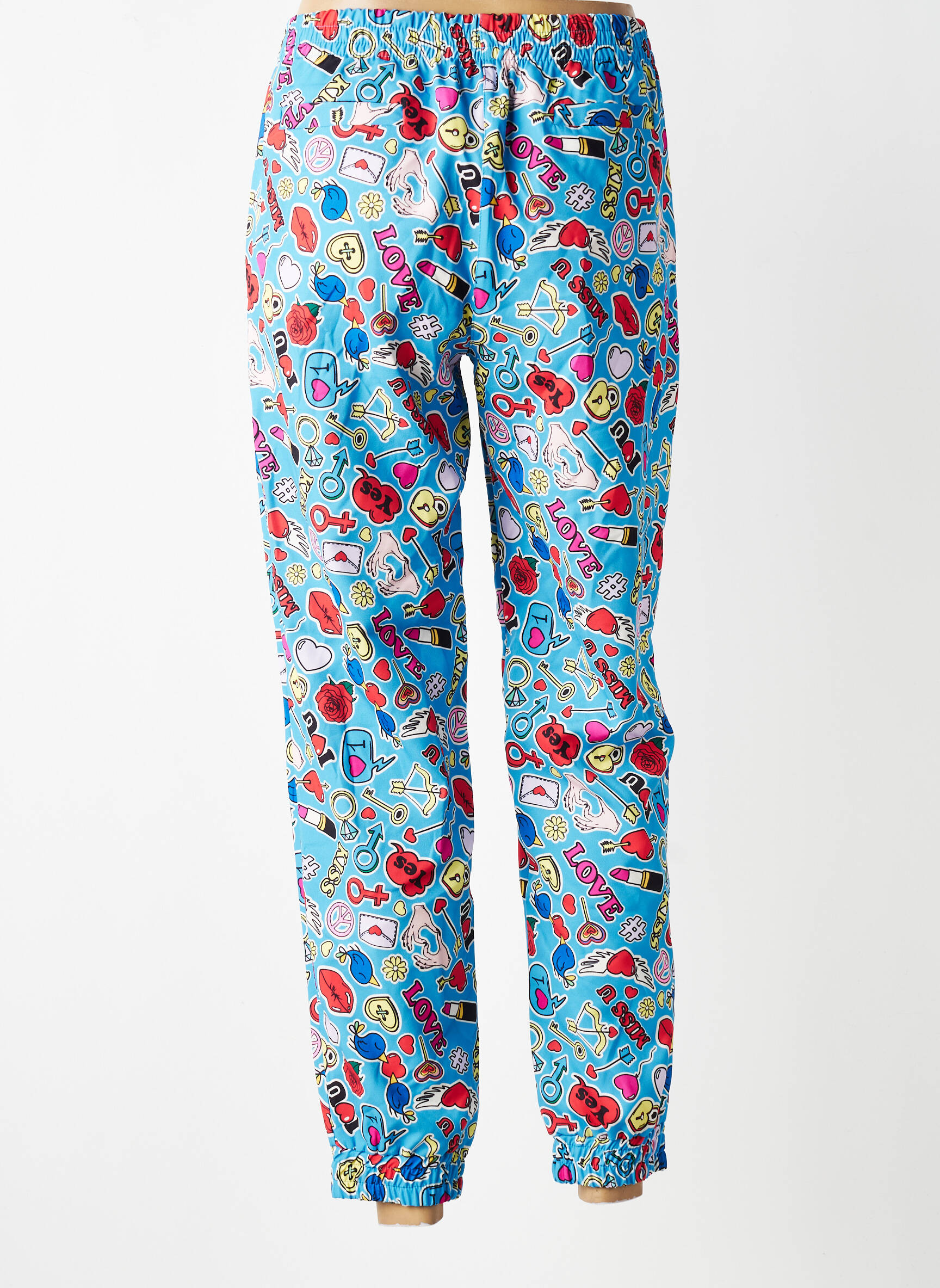 Pantalon drept țesătură crep mărime normală albastru KING KONG femeie