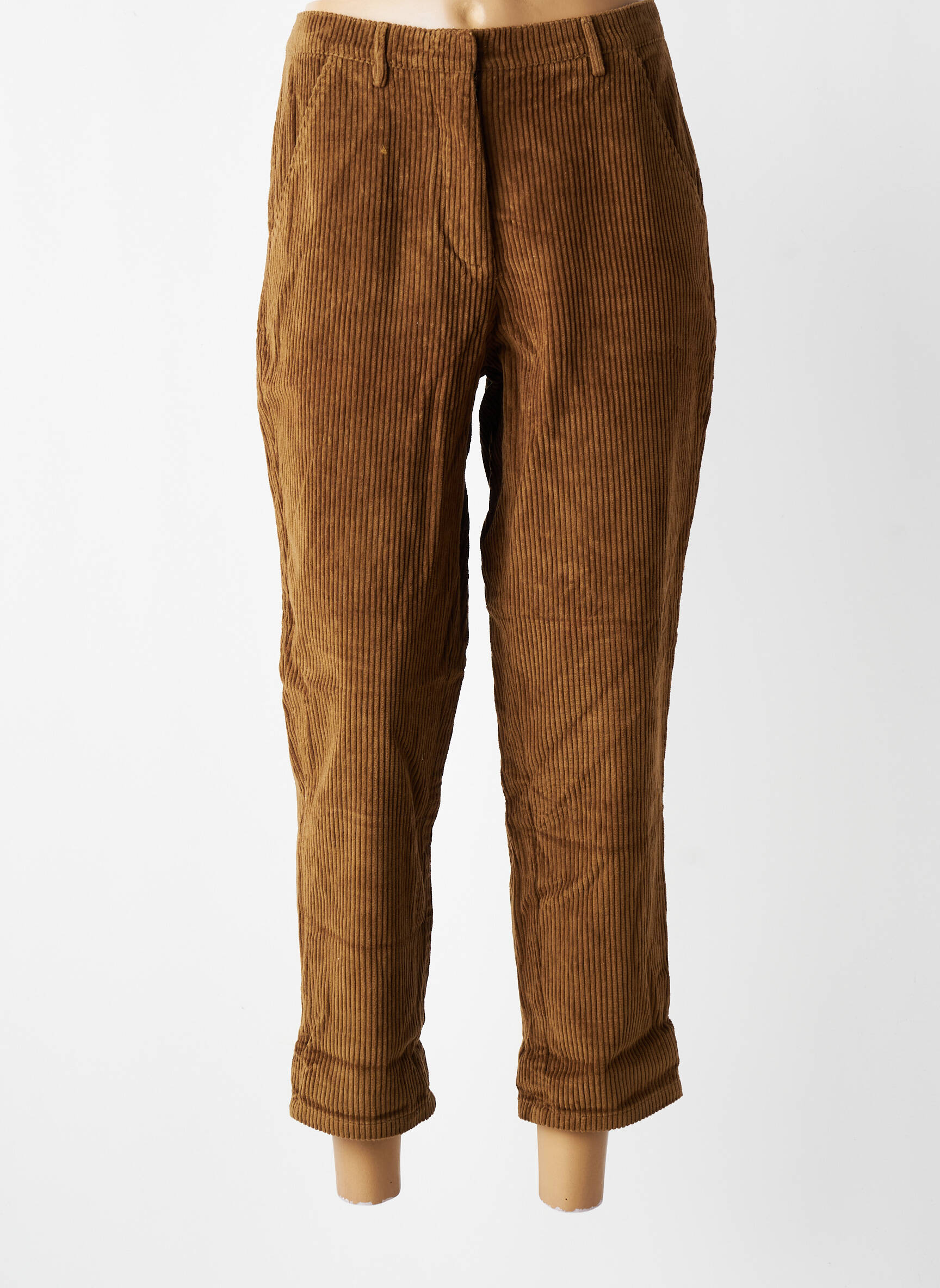 Pantalon chino închidere cu fermoar sub clapetă cu cârlig talie înaltă maro CHARLIE JOE femeie