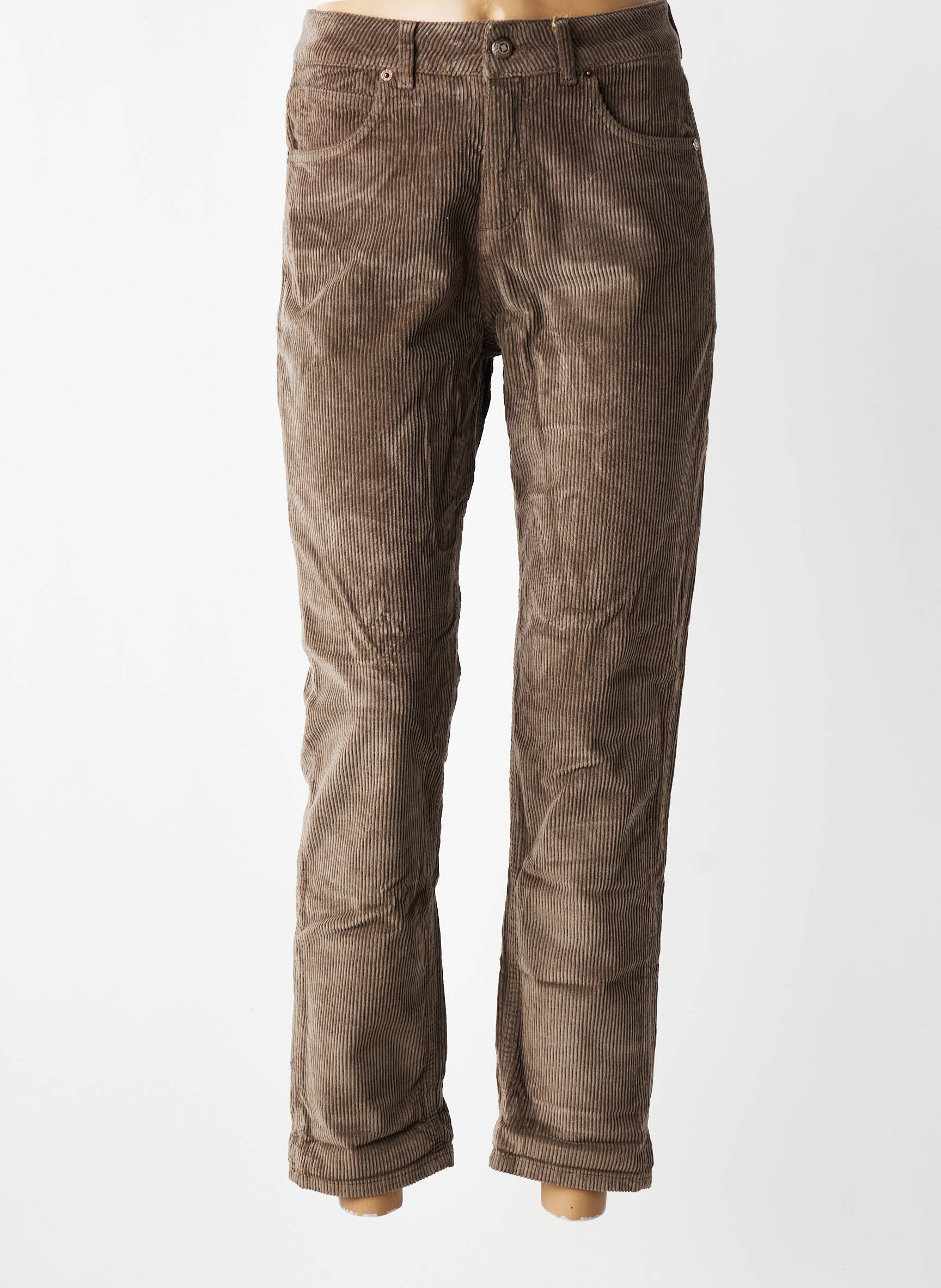Pantalon slim talie înaltă talie înaltă maro ALMANEGRA femeie