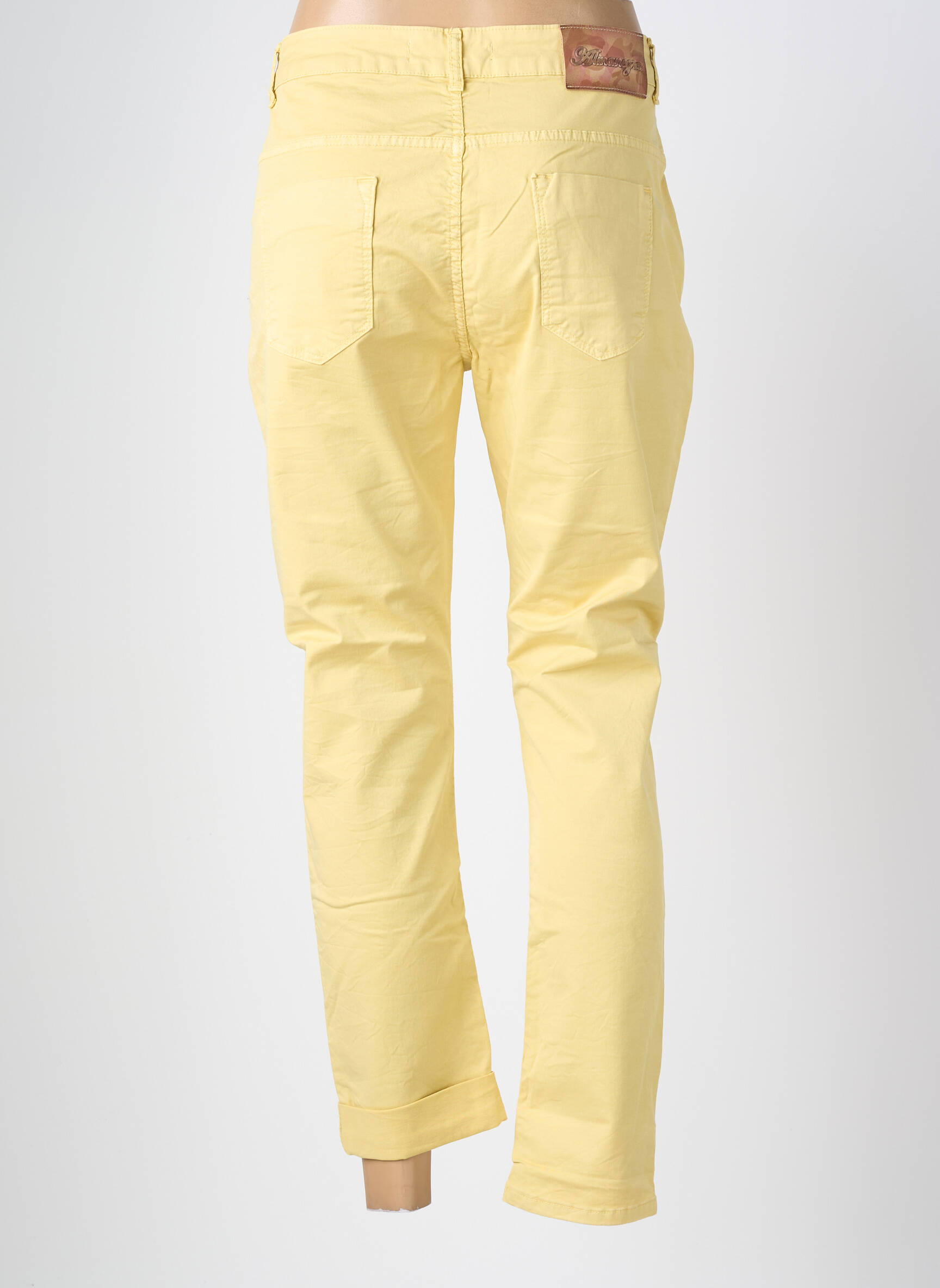 Pantalon drept talie elastică mărime normală galben ALMANEGRA femeie