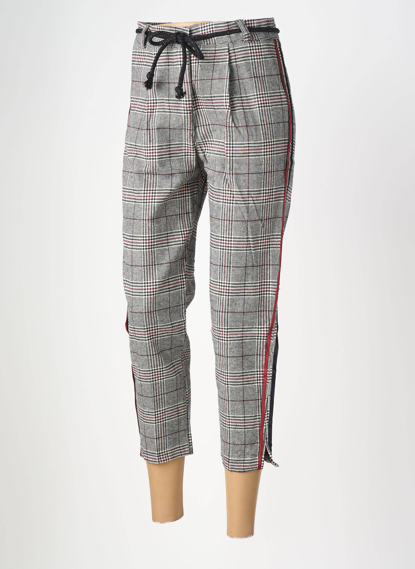 Pantalon 7/8 închidere cu fermoar sub clapetă cu nasturi mărime normală gri MARYLEY femeie