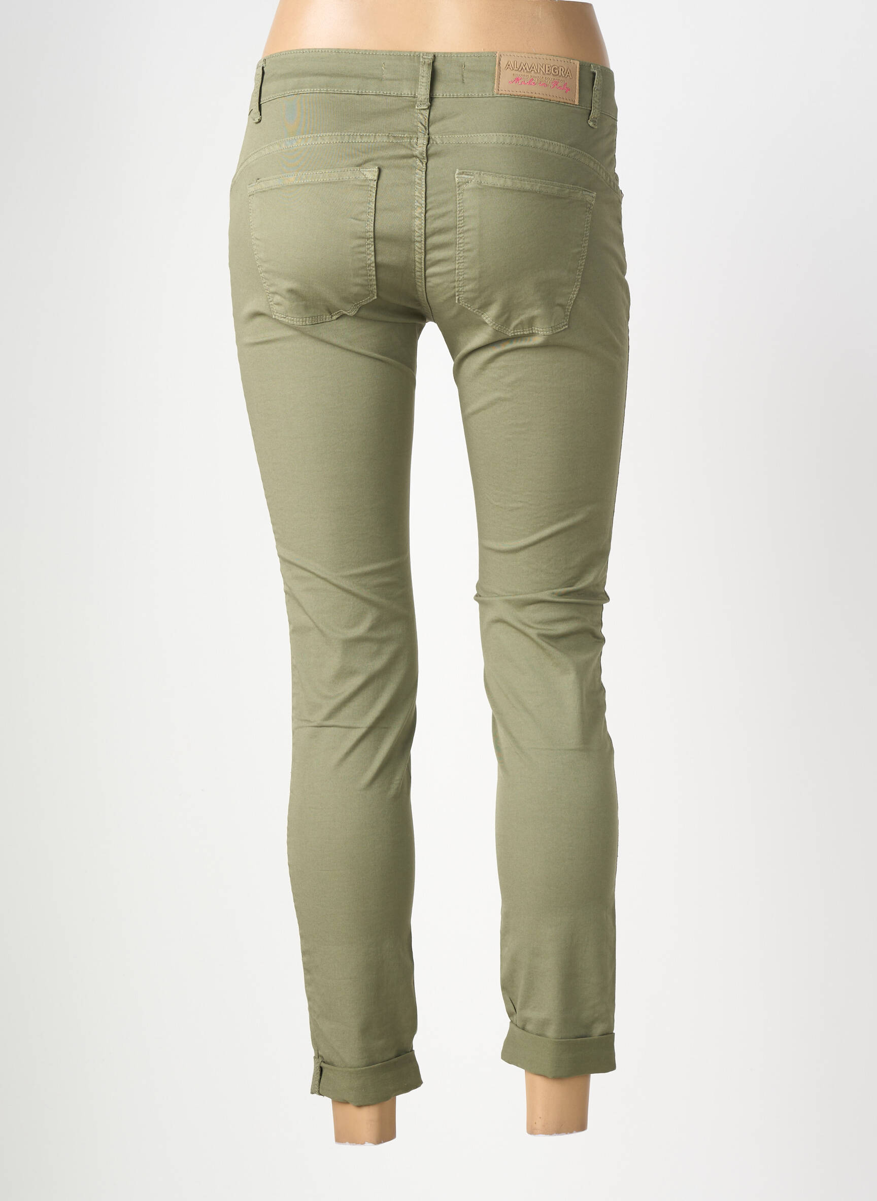 Pantalon slim elasticitate mărime normală verde ALMANEGRA femeie