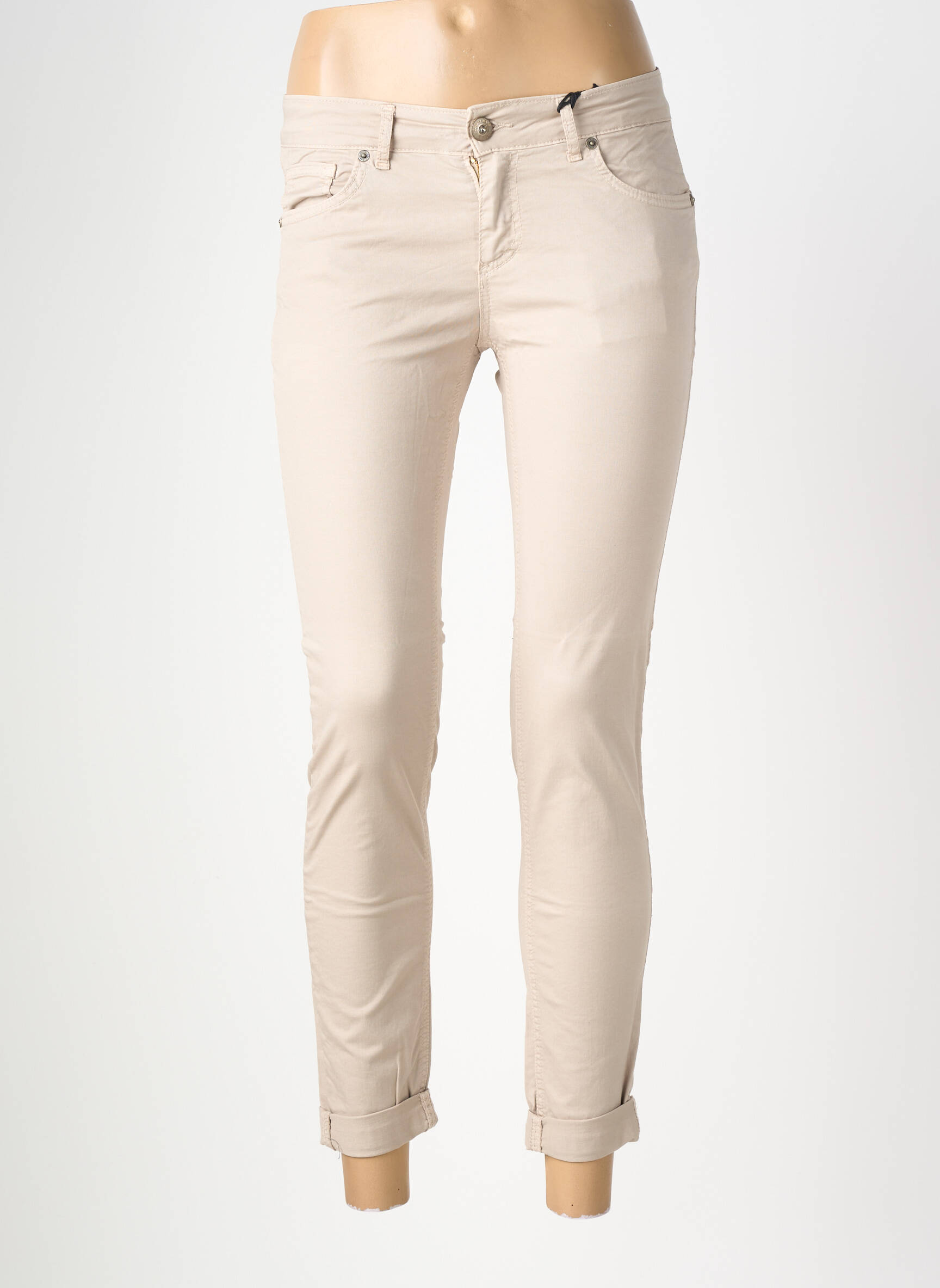 Pantalon slim elasticitate mărime normală bej ALMANEGRA femeie
