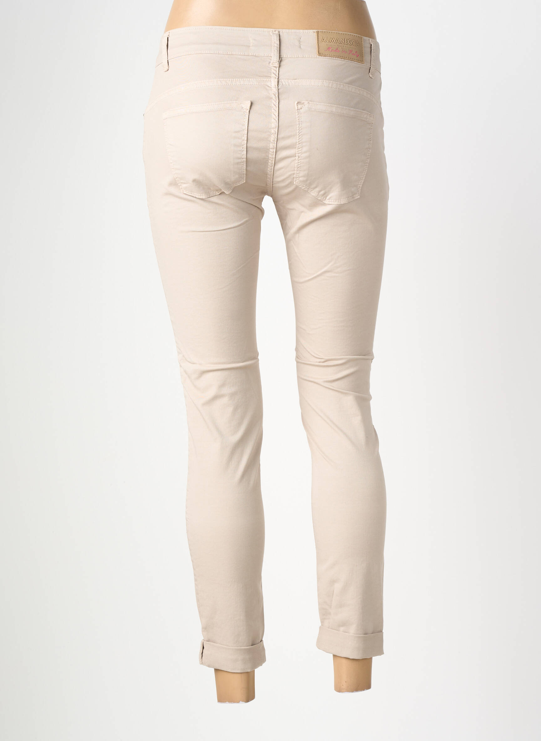 Pantalon slim elasticitate mărime normală bej ALMANEGRA femeie