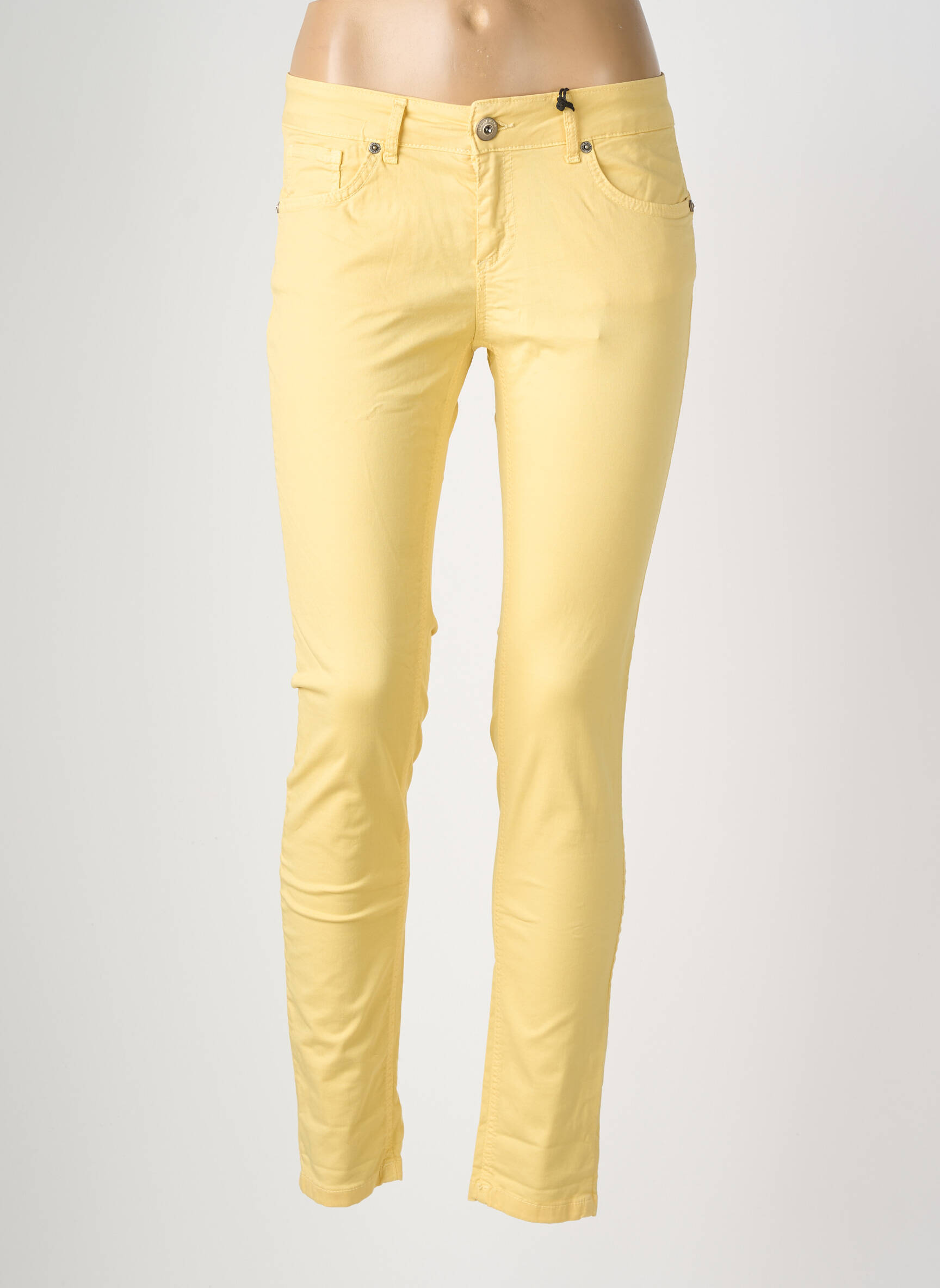 Pantalon slim elasticitate mărime normală galben ALMANEGRA femeie