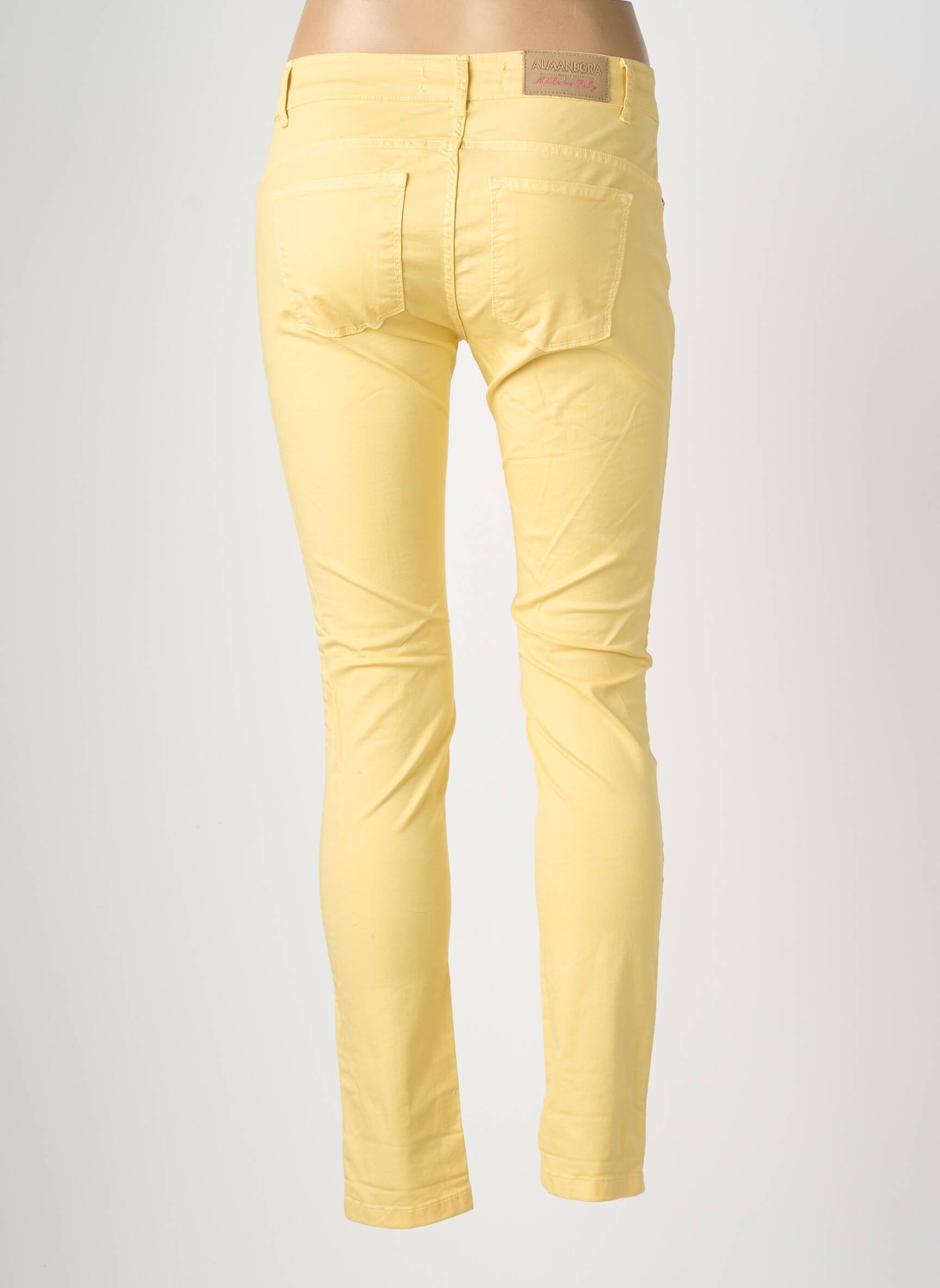 Pantalon slim elasticitate mărime normală galben ALMANEGRA femeie