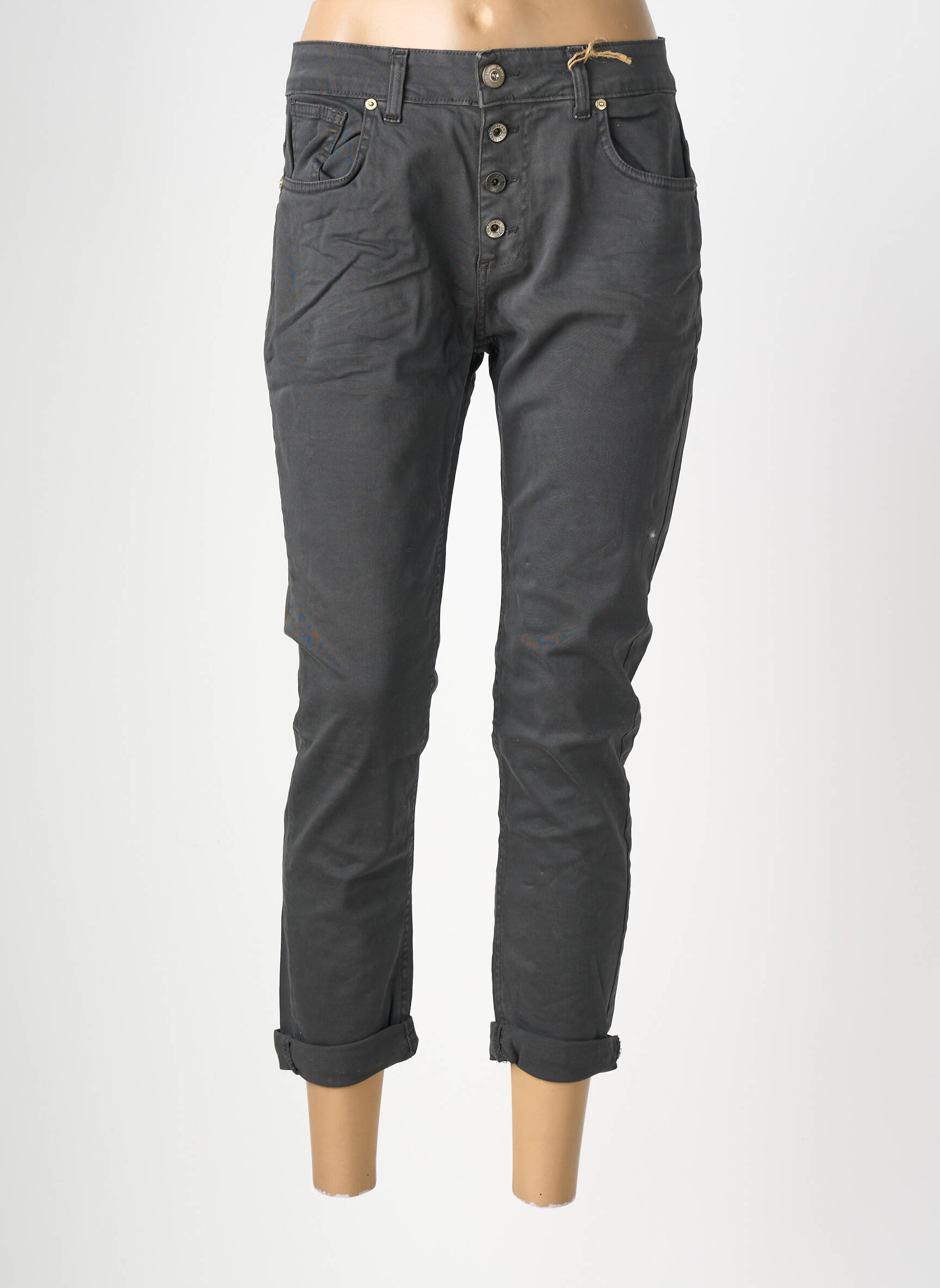 Pantalon 7/8 elasticitate mărime normală negru ALMANEGRA femeie