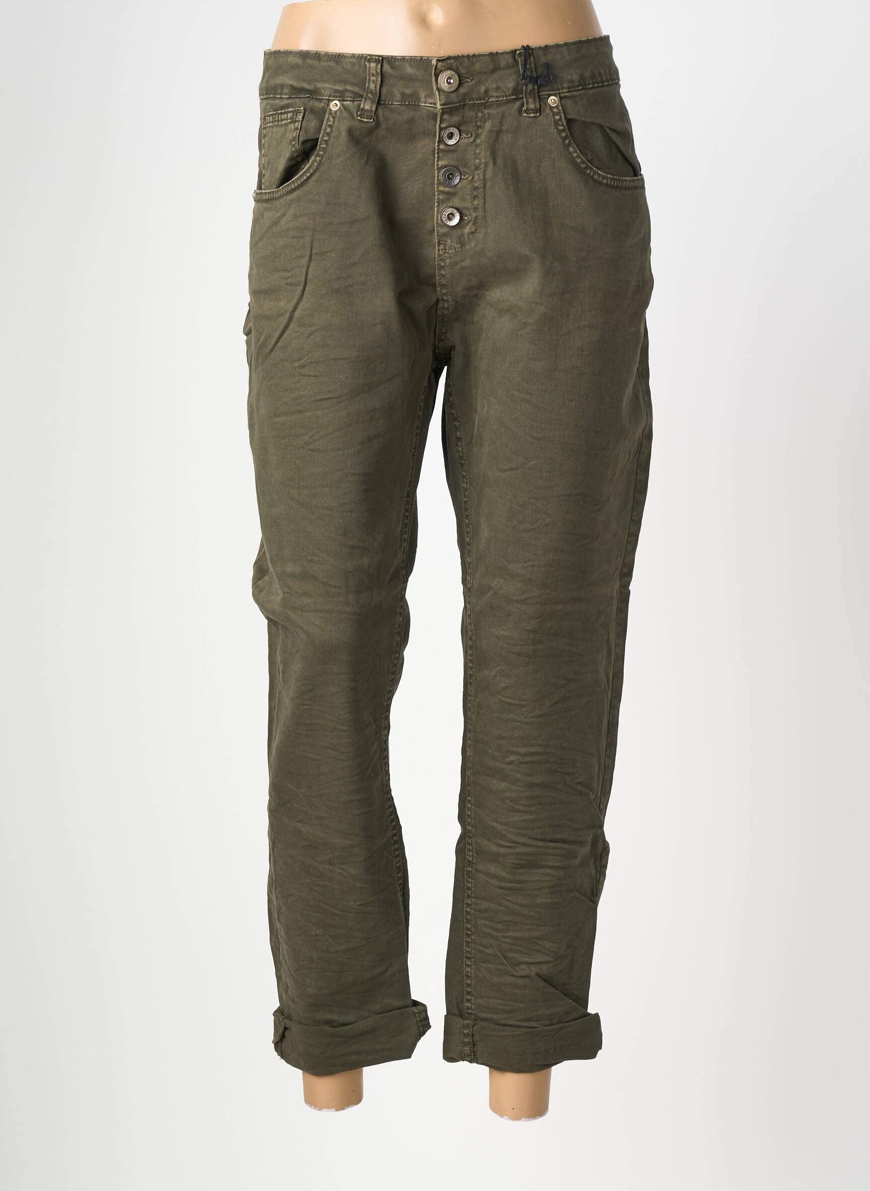 Pantalon 7/8 elasticitate mărime normală verde ALMANEGRA femeie