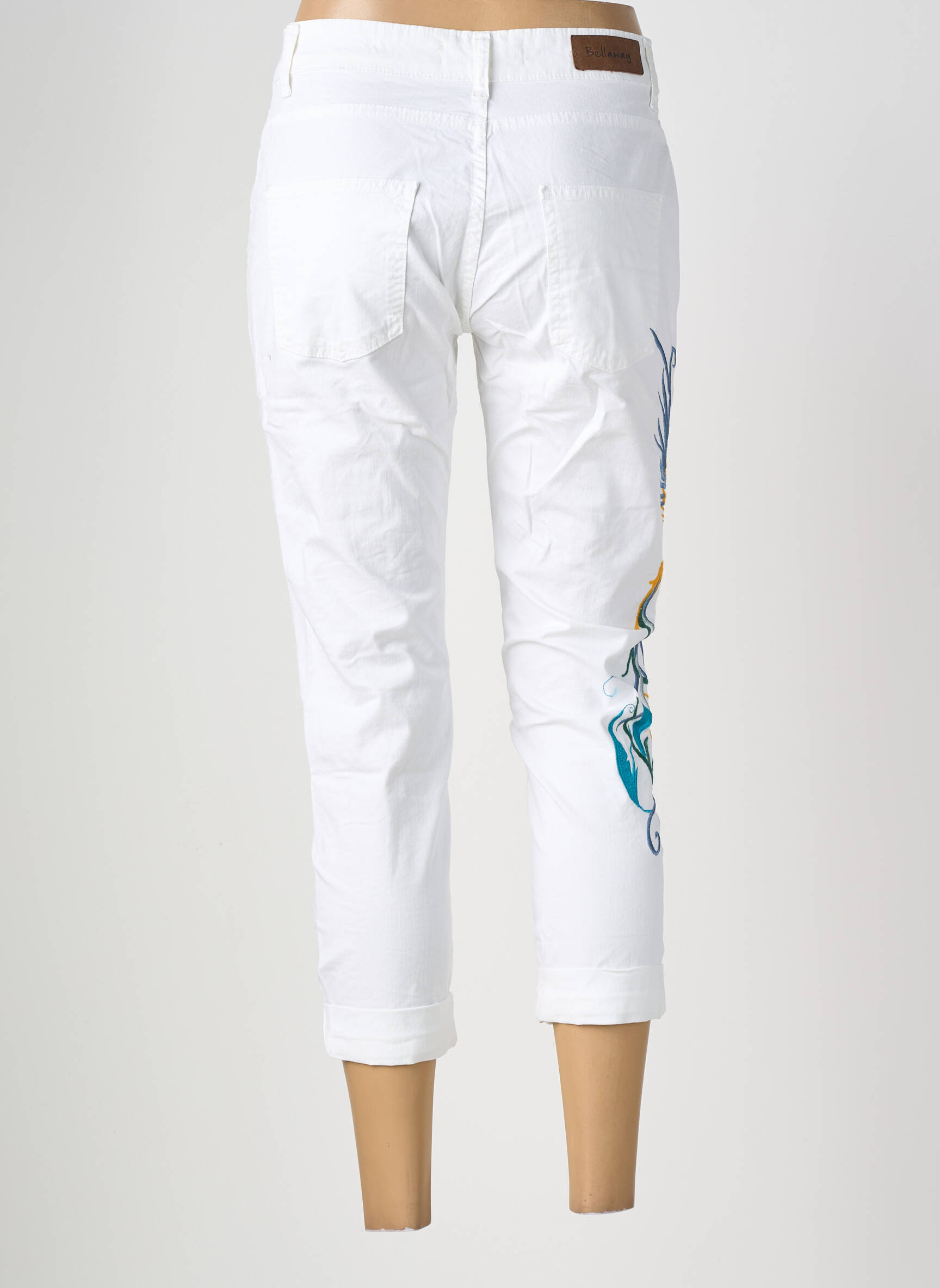 Pantalon 7/8 elasticitate mărime normală alb BELLAWAY femeie