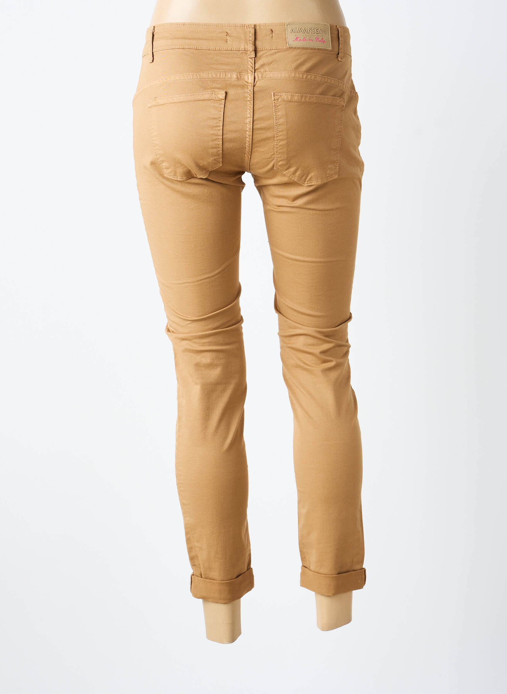 Pantalon slim elasticitate mărime normală maro ALMANEGRA femeie
