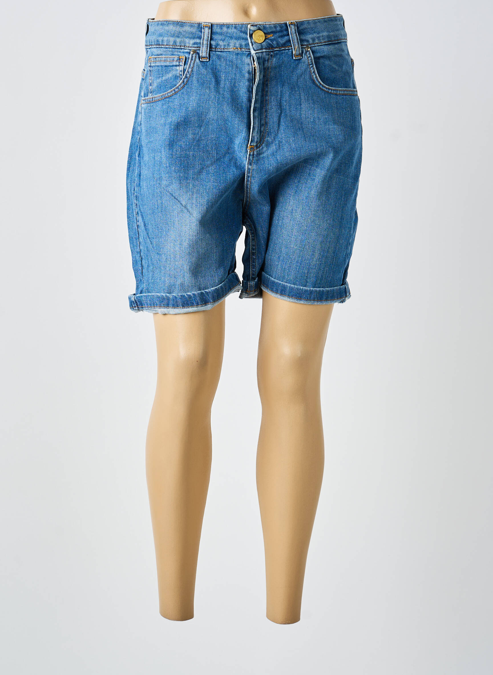 Șort țesătură denim mărime normală albastru ALMANEGRA femeie