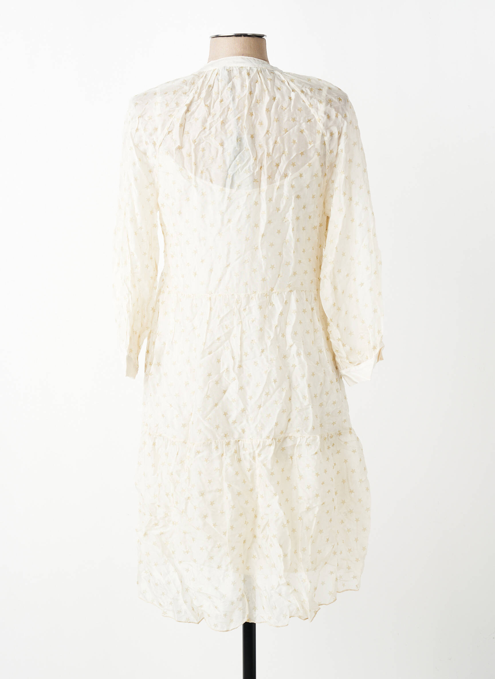 Rochie midi croială fluidă mâneci lungi bej ANGELA DAVIS femeie