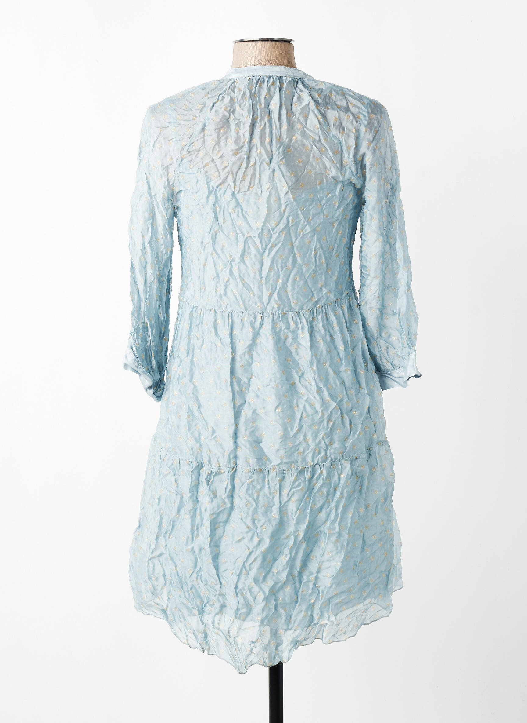 Rochie midi croială fluidă mâneci lungi albastru ANGELA DAVIS femeie