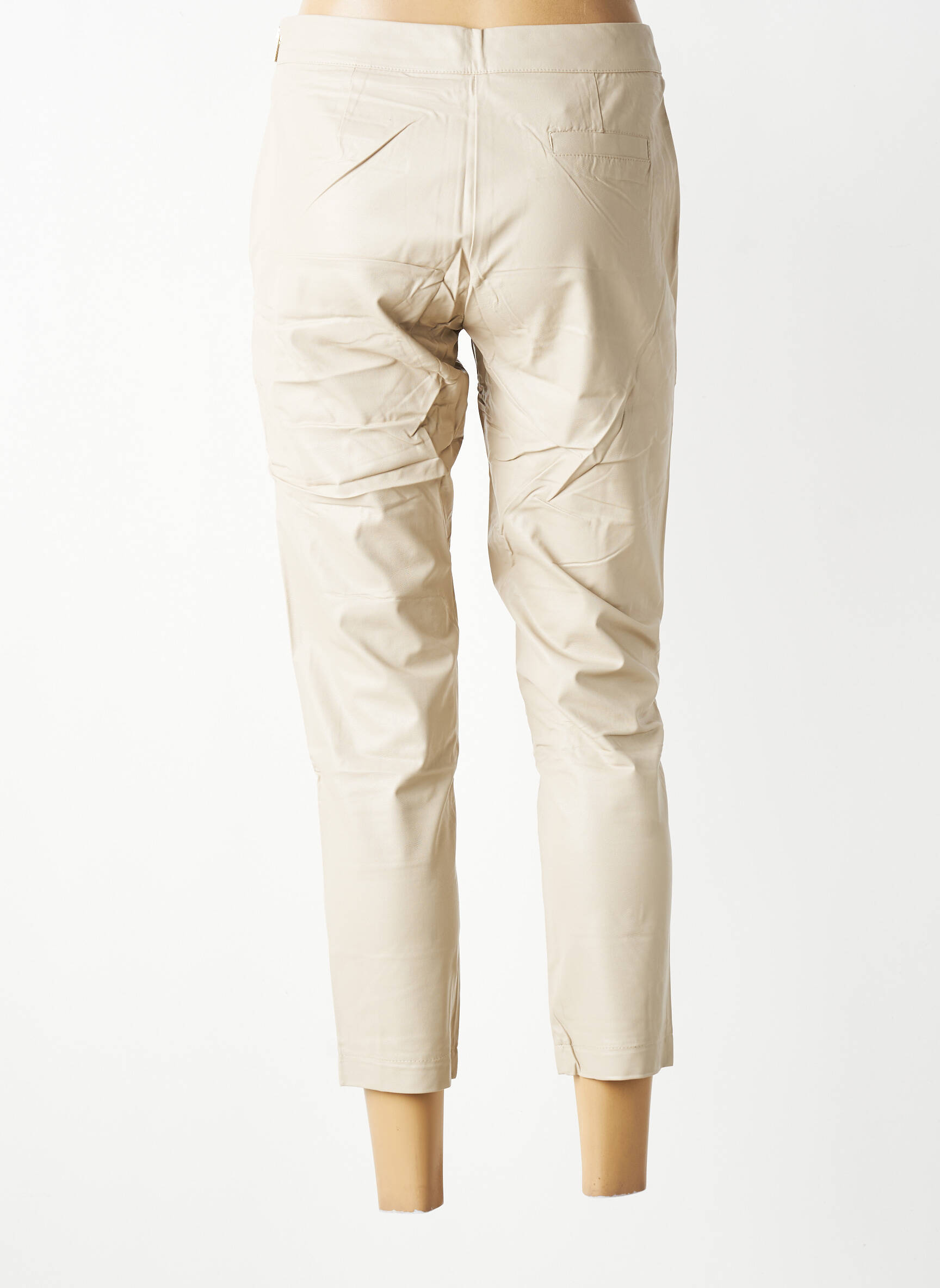 Pantalon 7/8 talie cu cleme mărime normală bej MARYLEY femeie