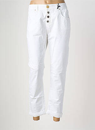 Pantalon 7/8 elasticitate mărime normală alb ALMANEGRA femeie
