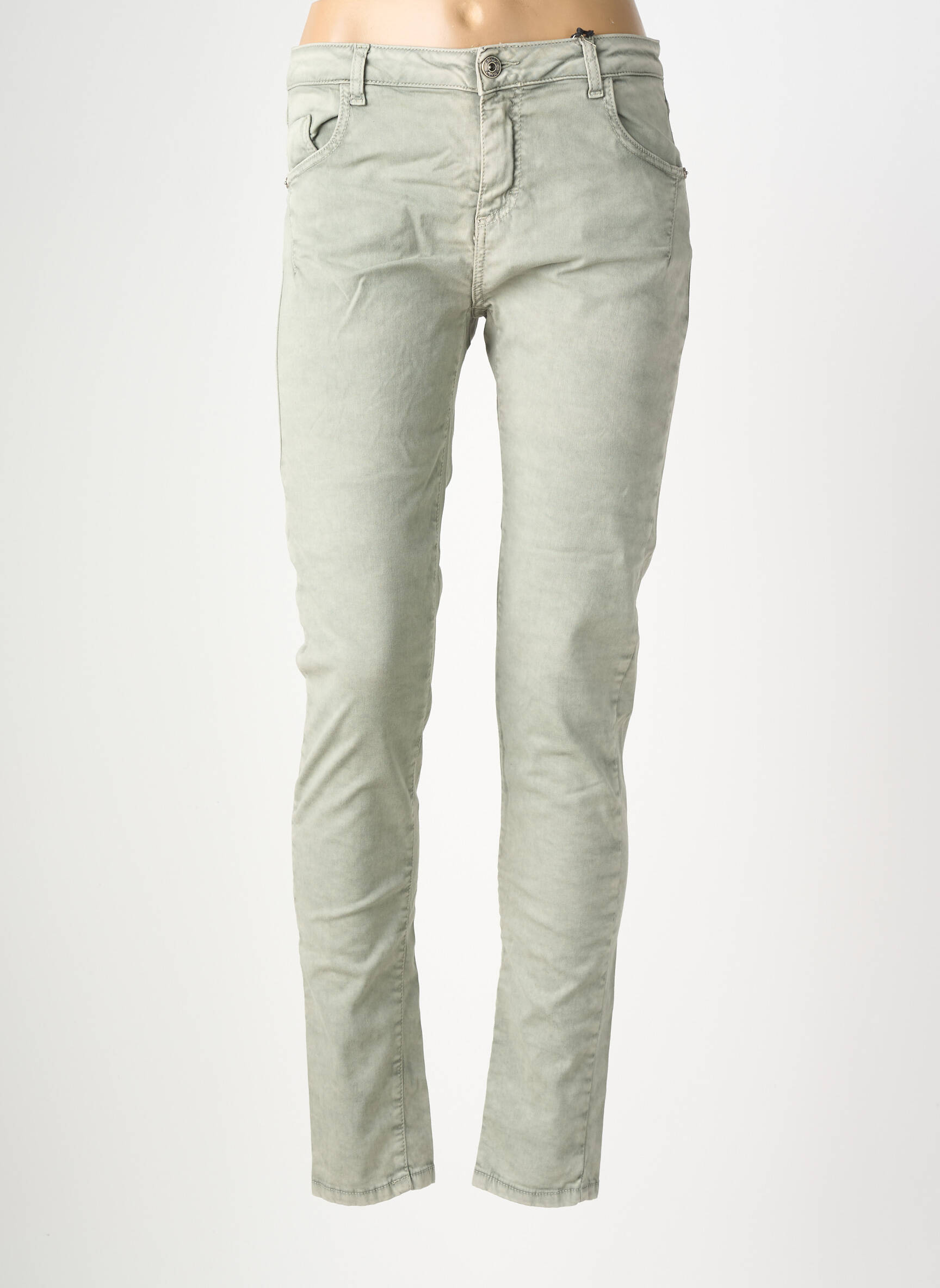 Pantalon slim talie elastică mărime normală verde MARYLEY femeie