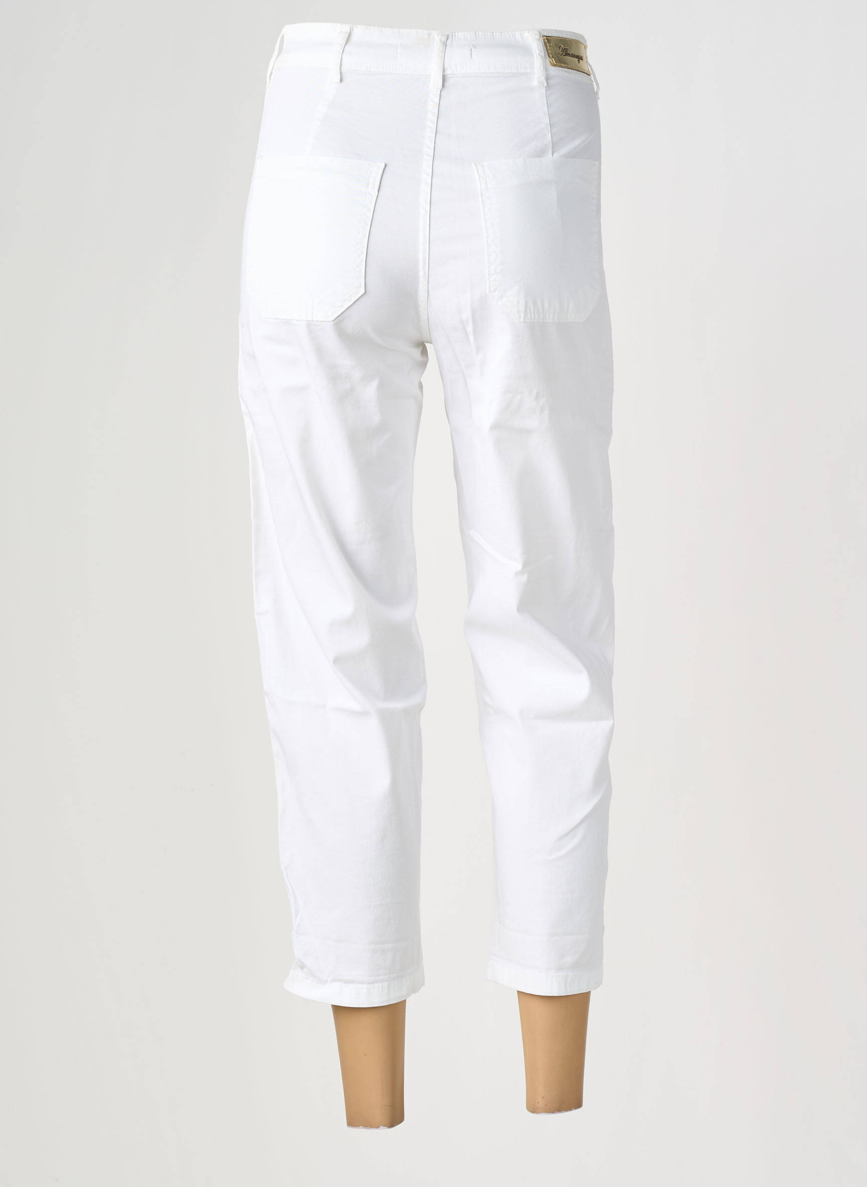 Pantalon 7/8 talie înaltă talie înaltă alb ALMANEGRA femeie