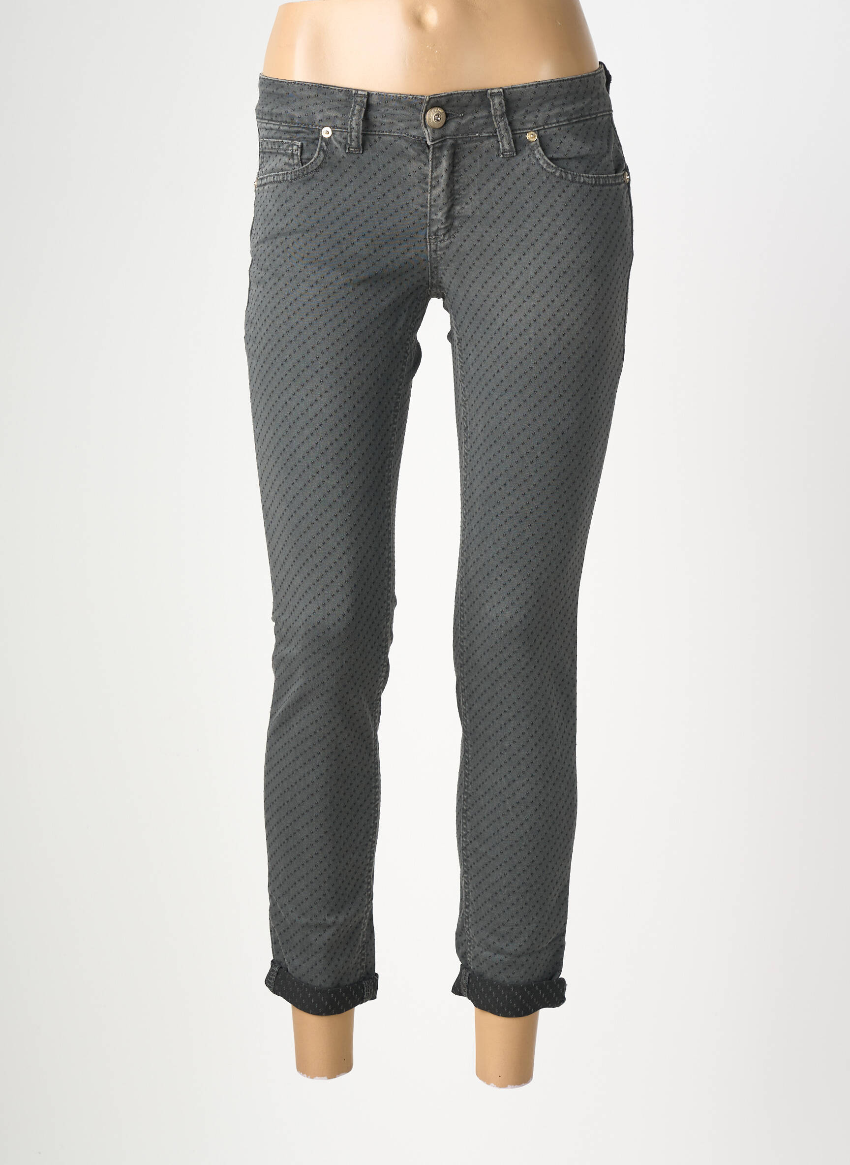 Pantalon slim talie elastică mărime normală negru ALMANEGRA femeie