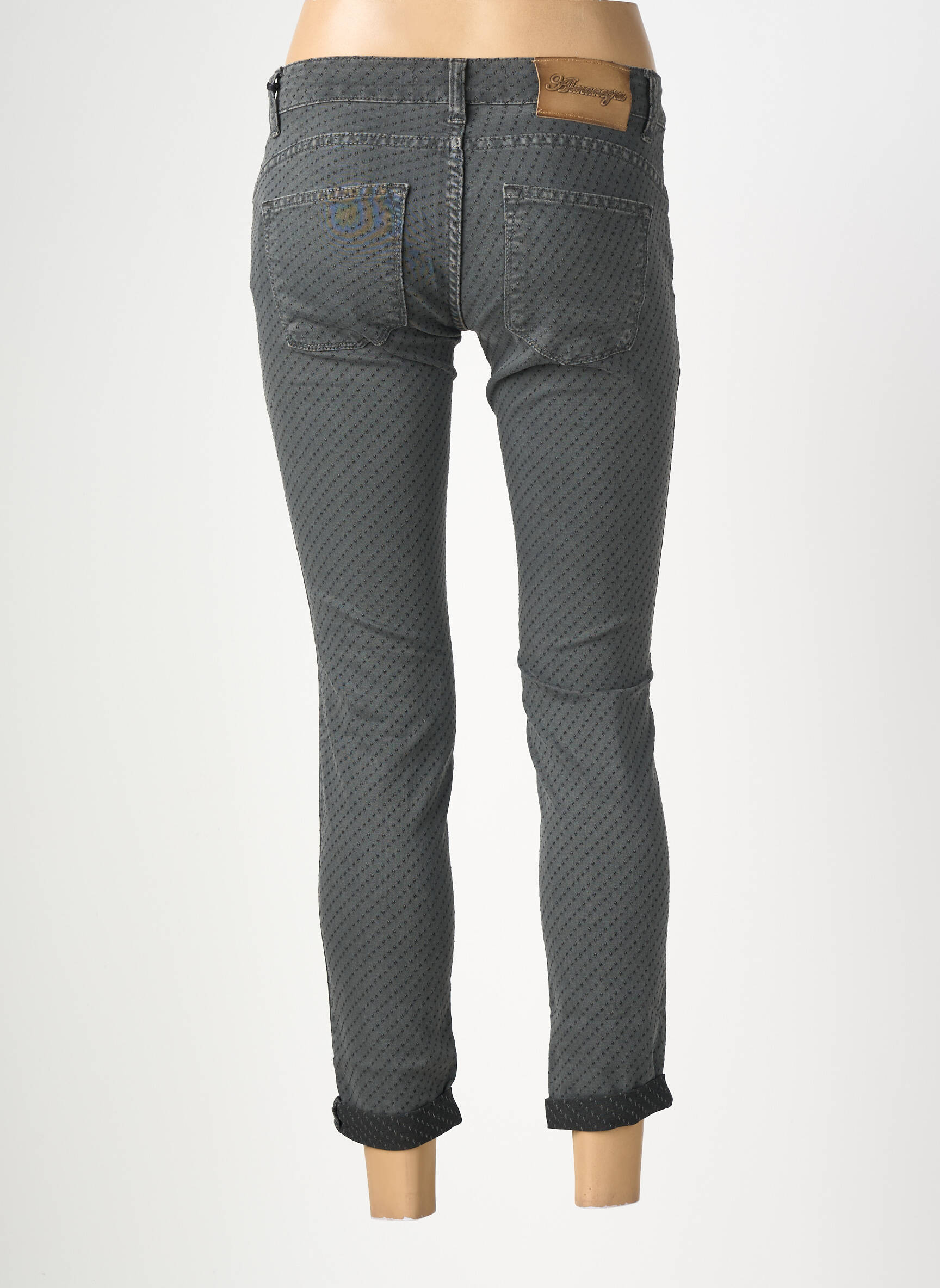 Pantalon slim talie elastică mărime normală negru ALMANEGRA femeie