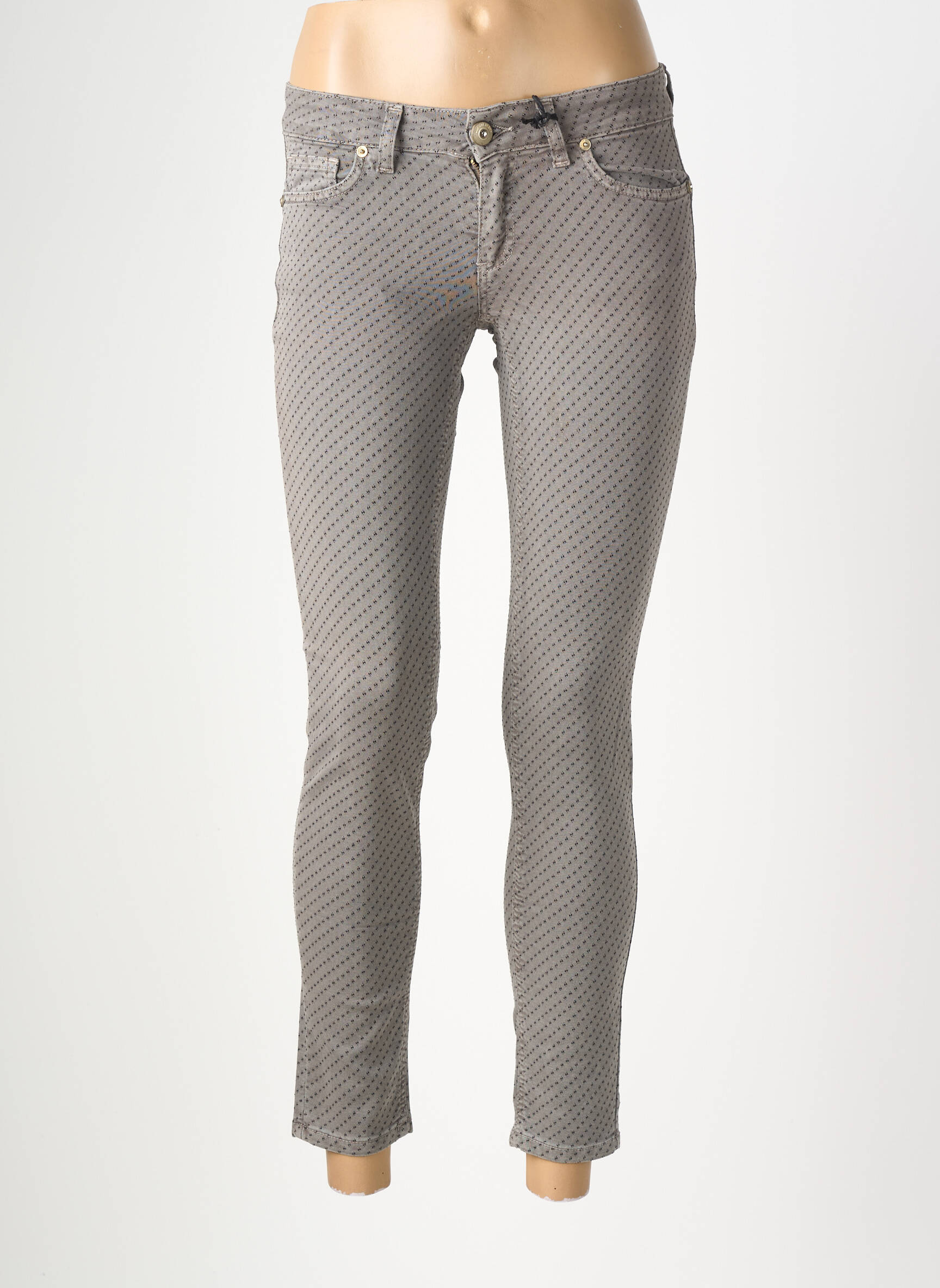 Pantalon slim talie elastică mărime normală gri ALMANEGRA femeie
