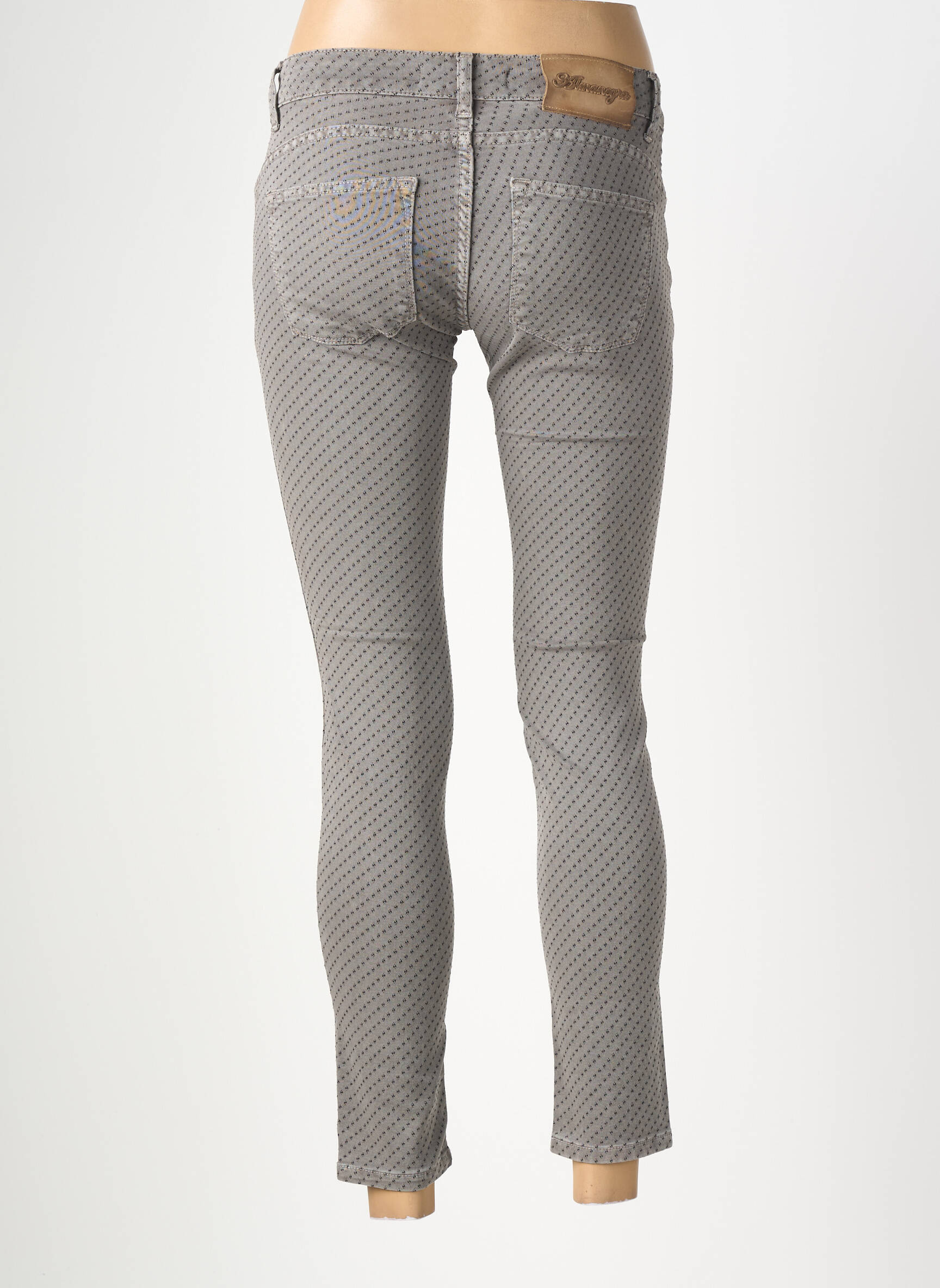 Pantalon slim talie elastică mărime normală gri ALMANEGRA femeie